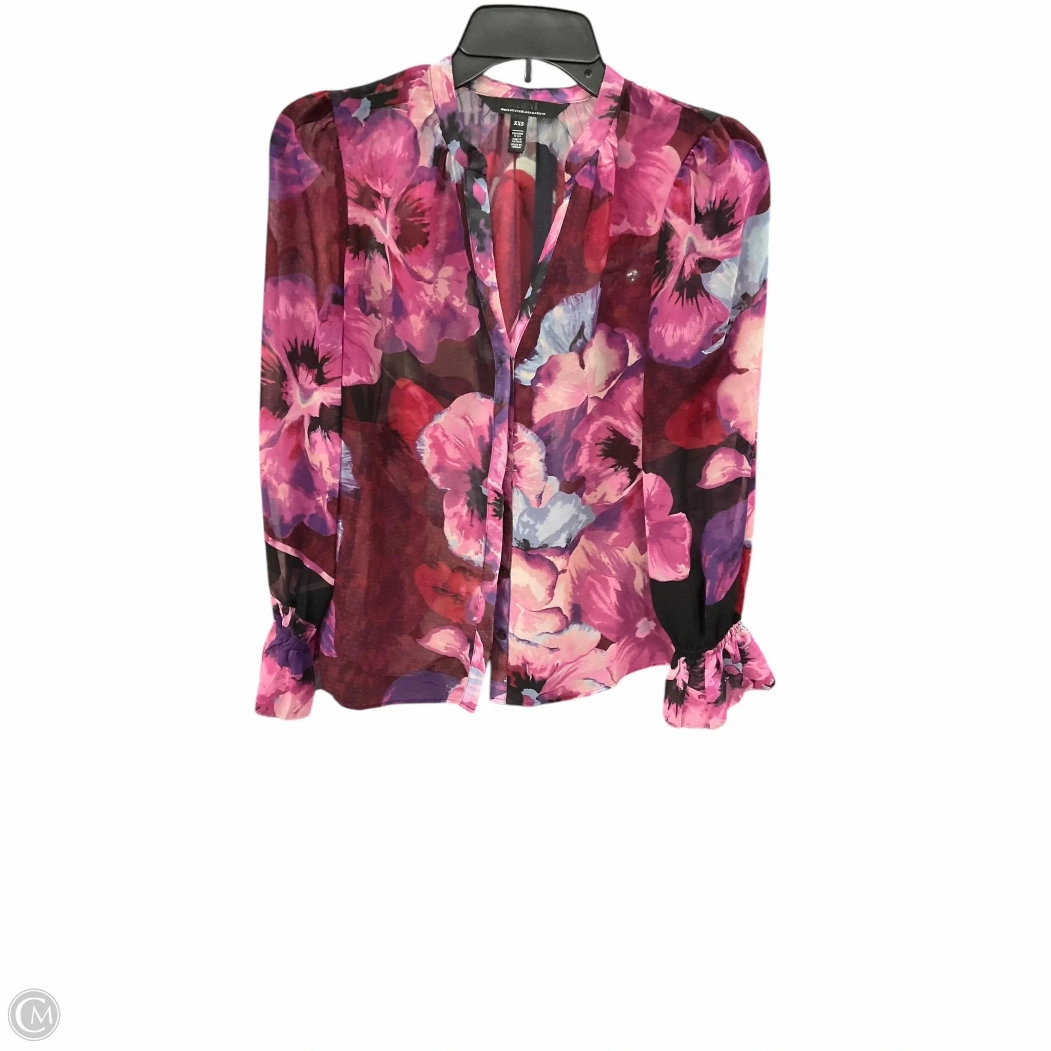 Blouse Long Sleeve By White House Black Market In Floral Print, Size: Xxs Skin Hug Practical Boots