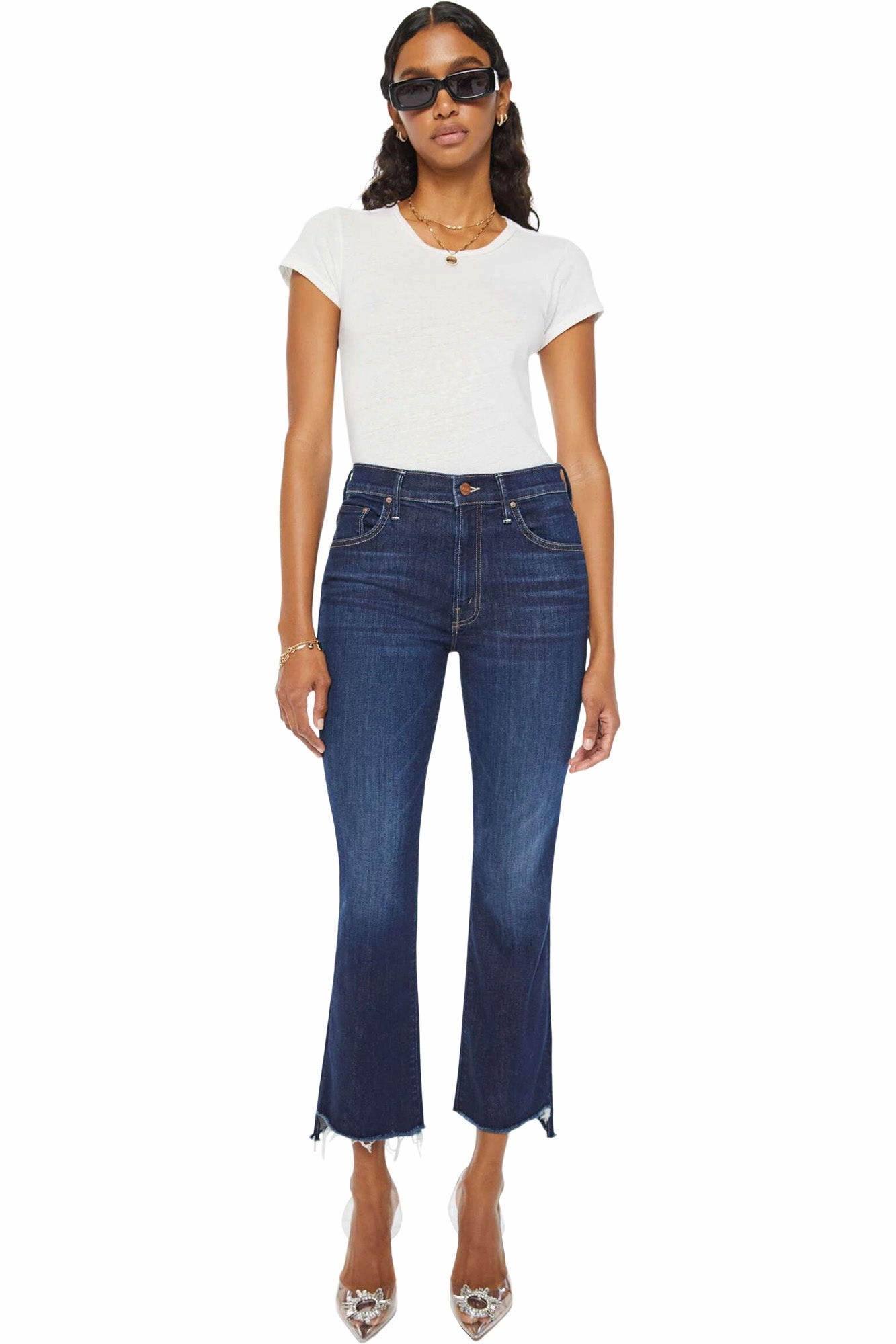 MOTHER Denim The Insider Crop Step Fray in Off Limits Comfortable Wear