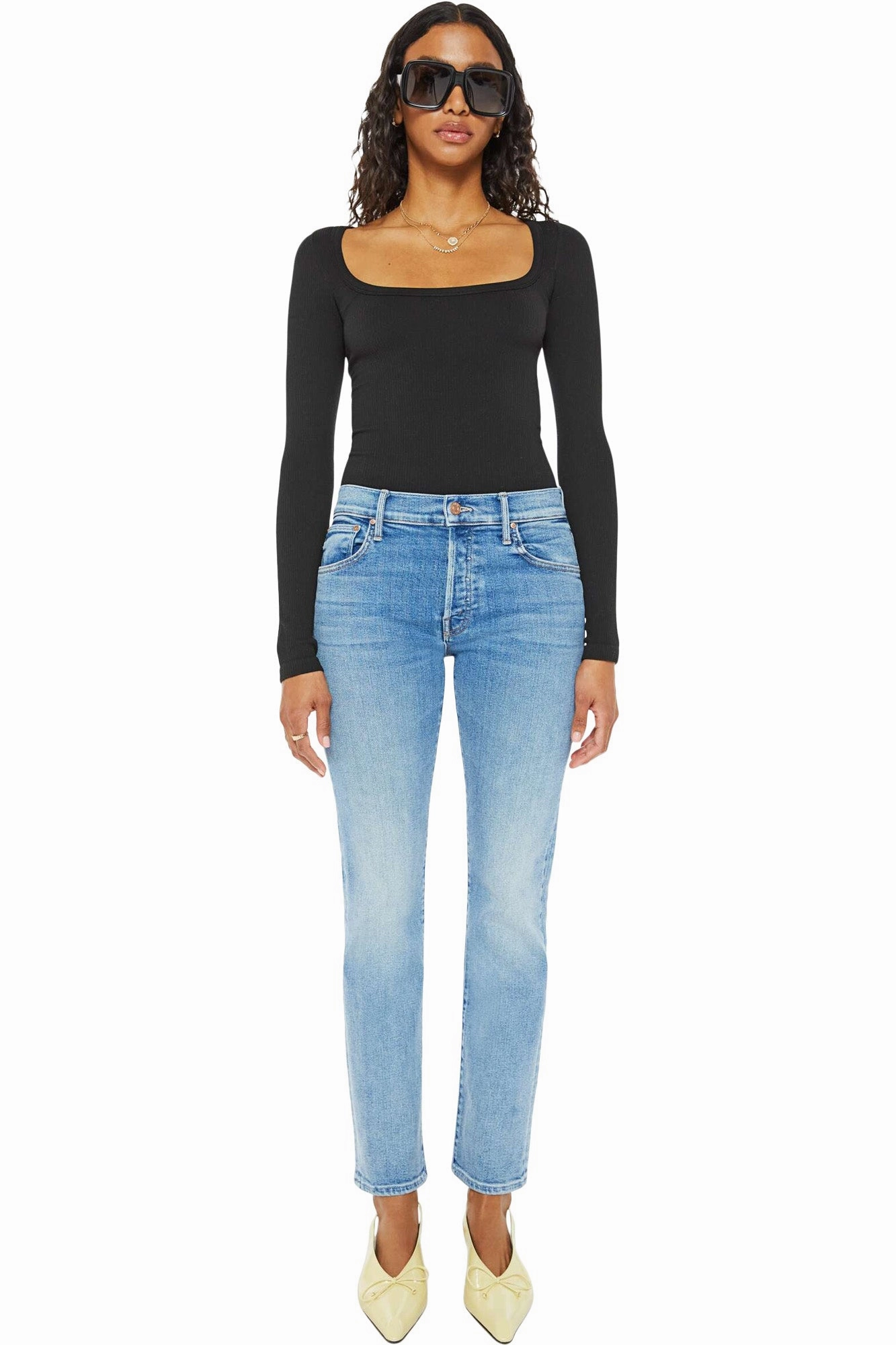 MOTHER Denim Mid Rise Hiker Hover in Full Moon Work Meeting Beach Day Neat Look