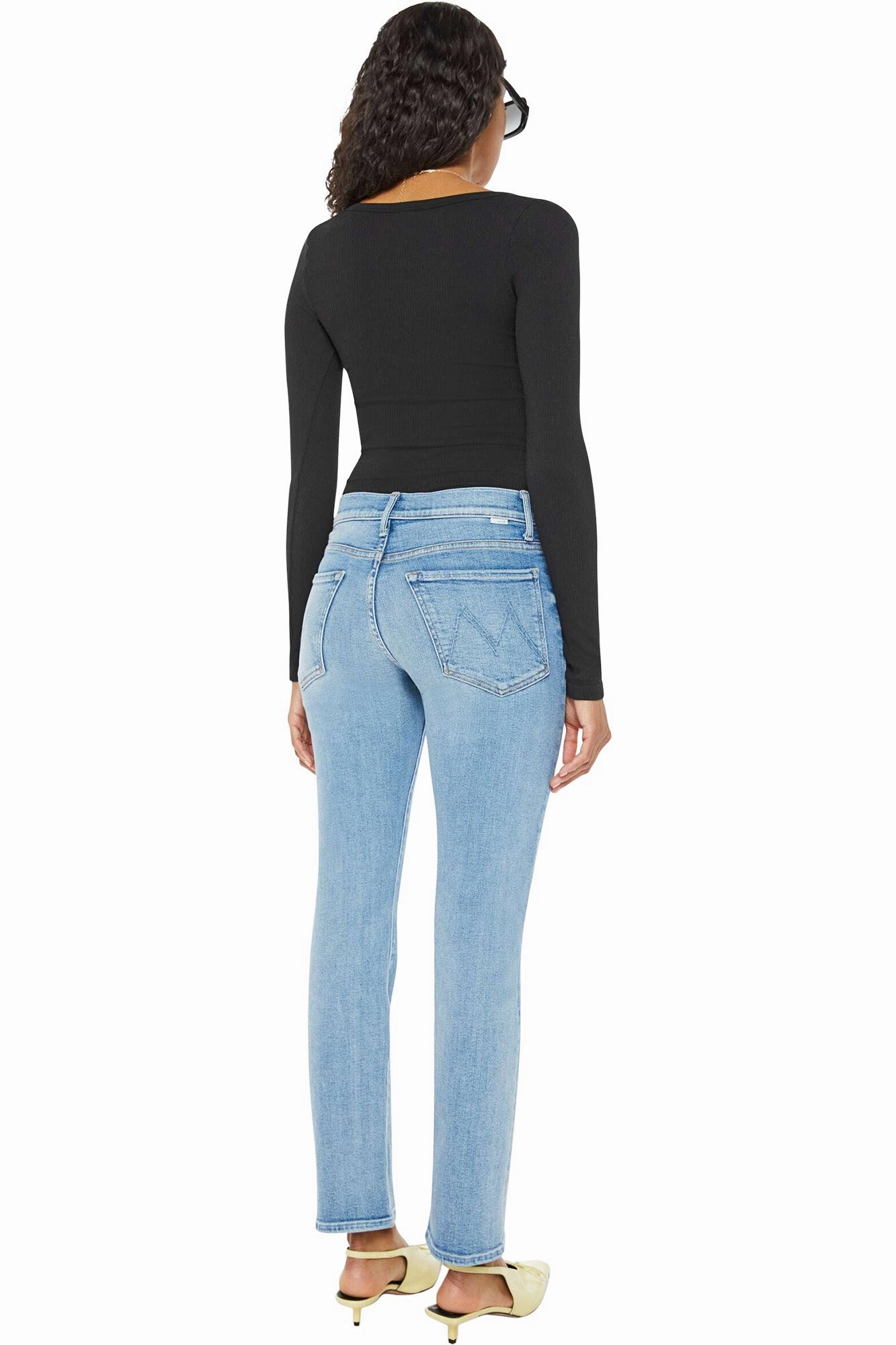 Breathable Brunch Outfit MOTHER Denim Mid Rise Hiker Hover in Full Moon