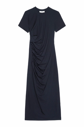 Frame Denim Twist Dress in Navy Mature Glam
