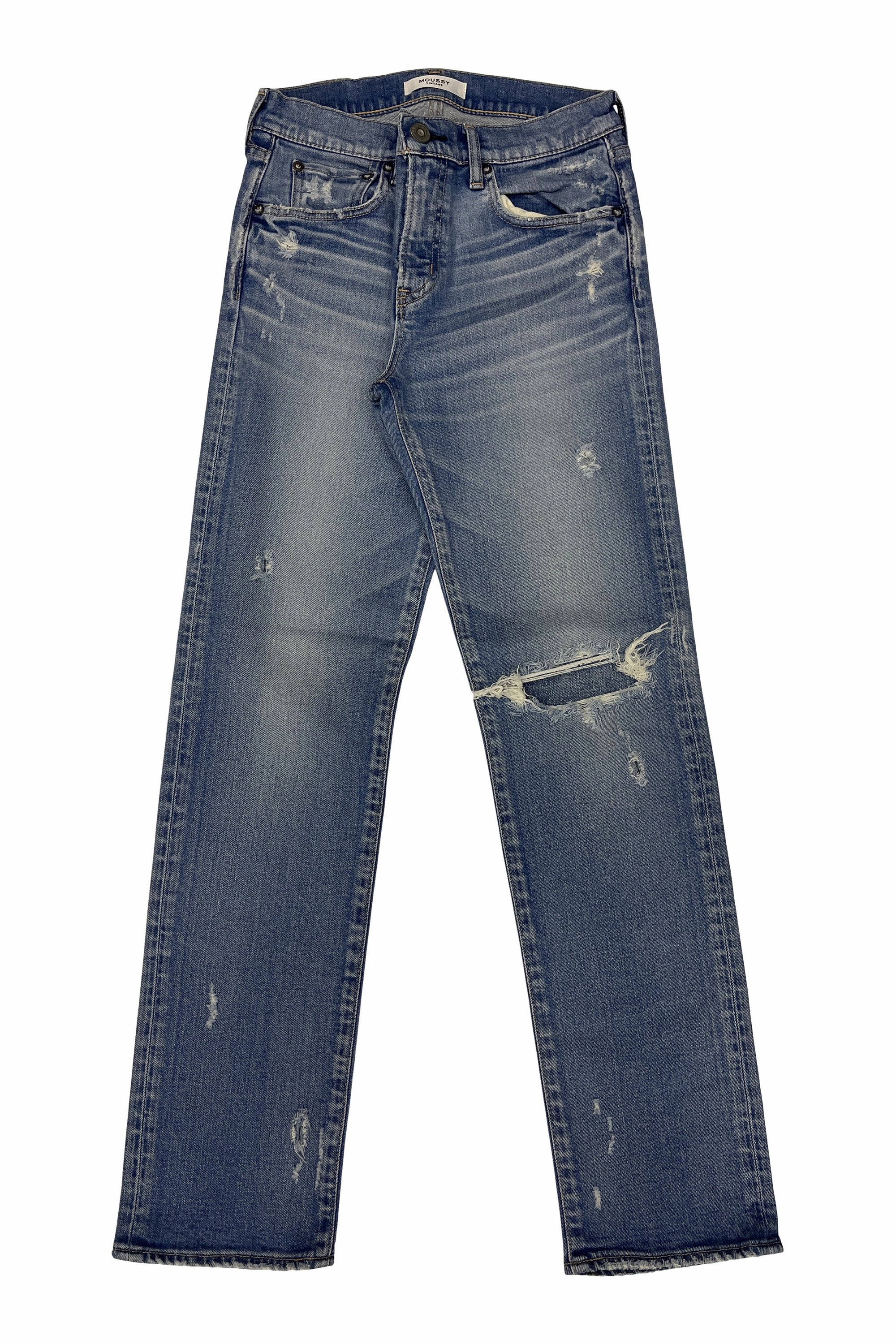 Moussy Denim Fairview Slim Straight in Light Blue Breathable fabric Date Night Casual Friday