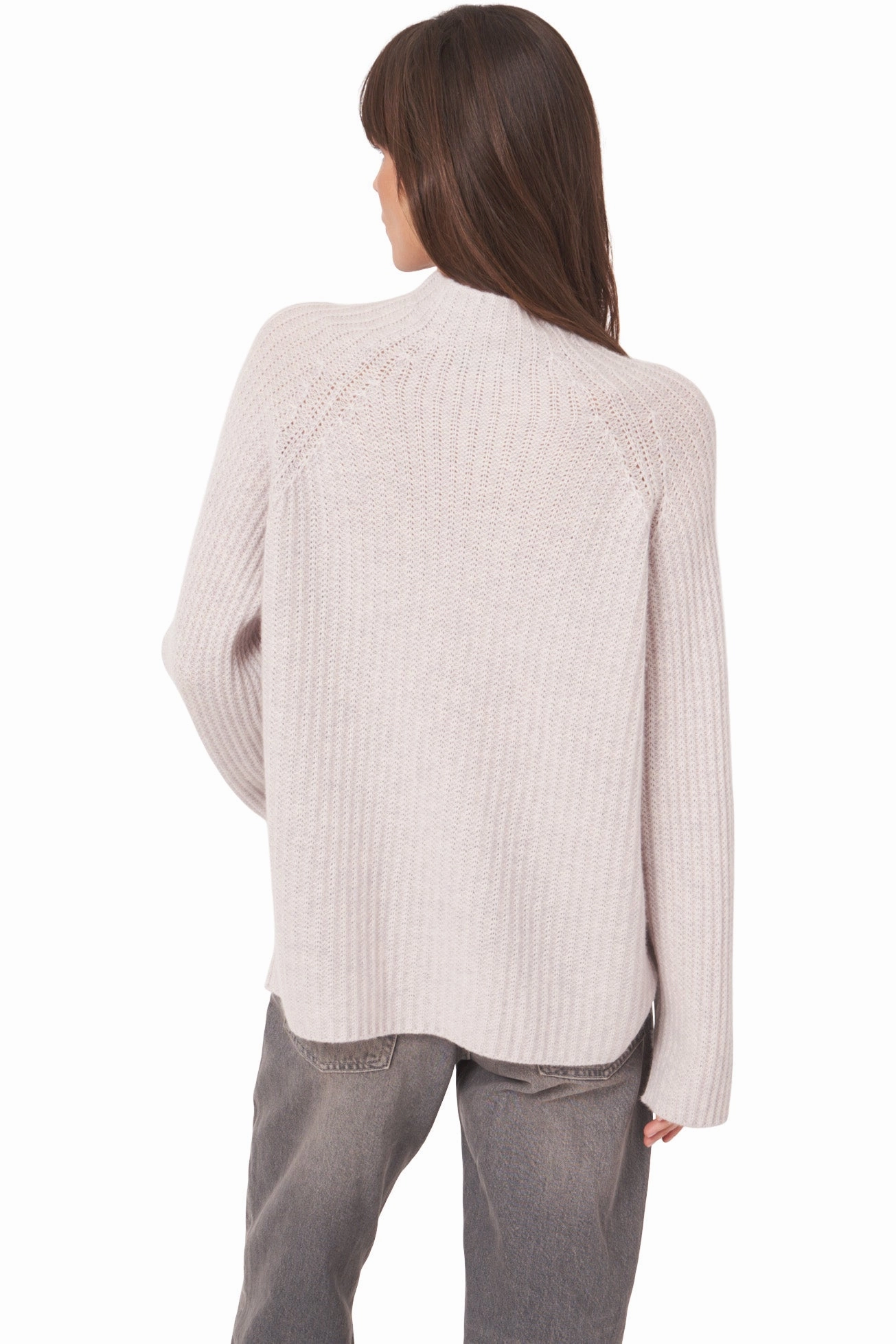 Soft Touch Comfort Comfy Appeal Repeat Cashmere Ribbed Mockneck Turtleneck Sweater in Snow