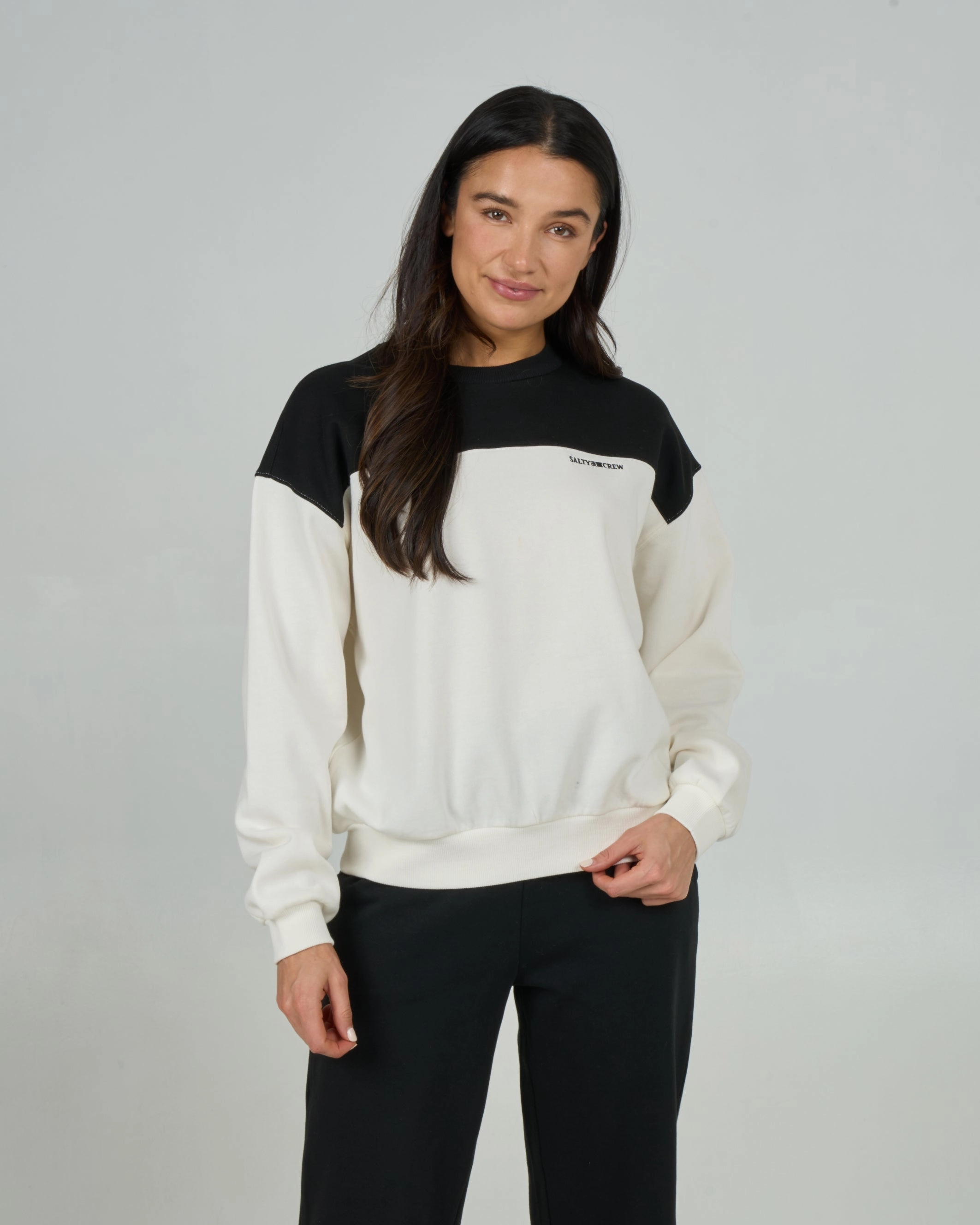 Sail Away Crew - Black Contrast Stitching Accents Minimal Waist