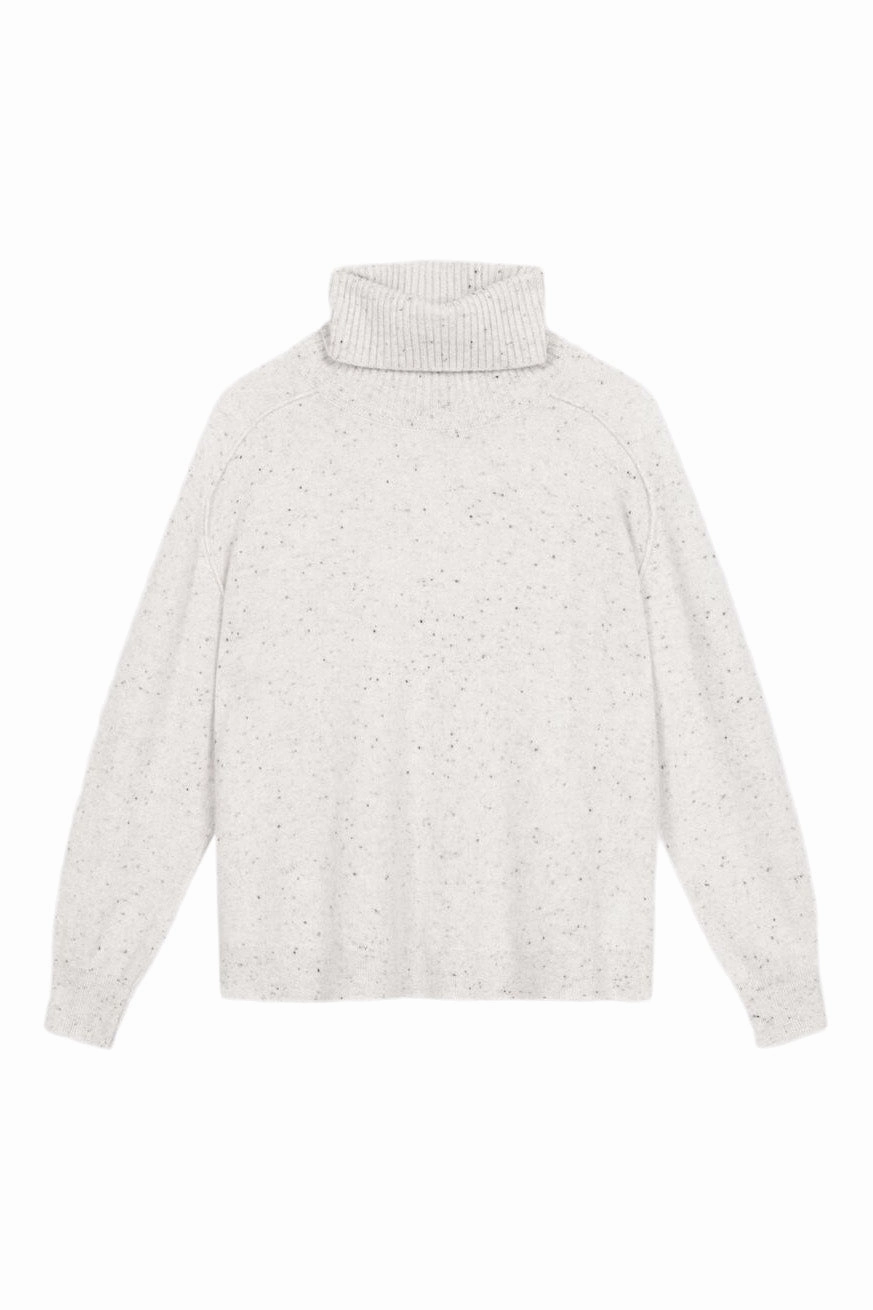 Winter Ready Look Repeat Cashmere Basic Organic Cashmere Tweed Boxy Fit Sweater in Snow