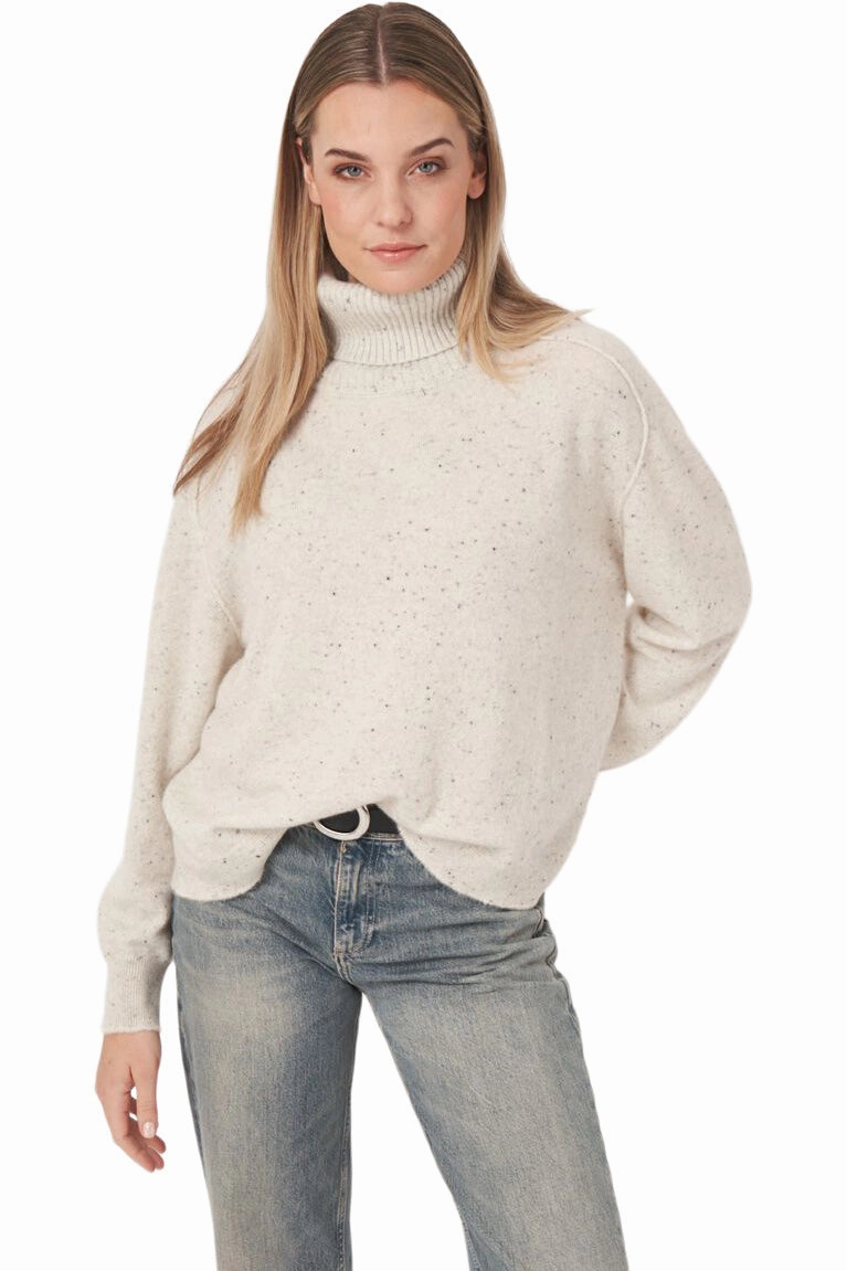 Repeat Cashmere Basic Organic Cashmere Tweed Boxy Fit Sweater in Snow Snug Layers Trendy Wardrobe