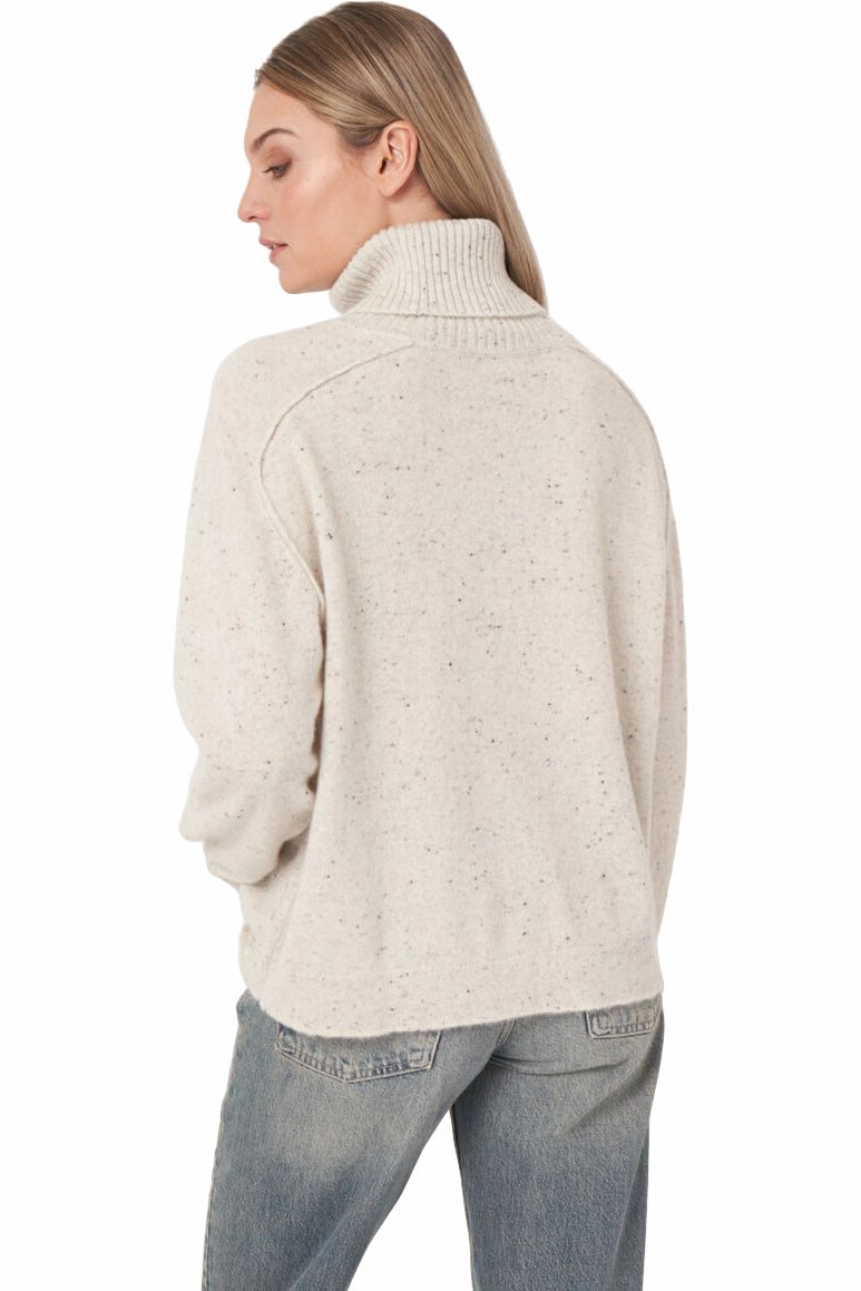 Breathable Design Wear Repeat Cashmere Basic Organic Cashmere Tweed Boxy Fit Sweater in Snow