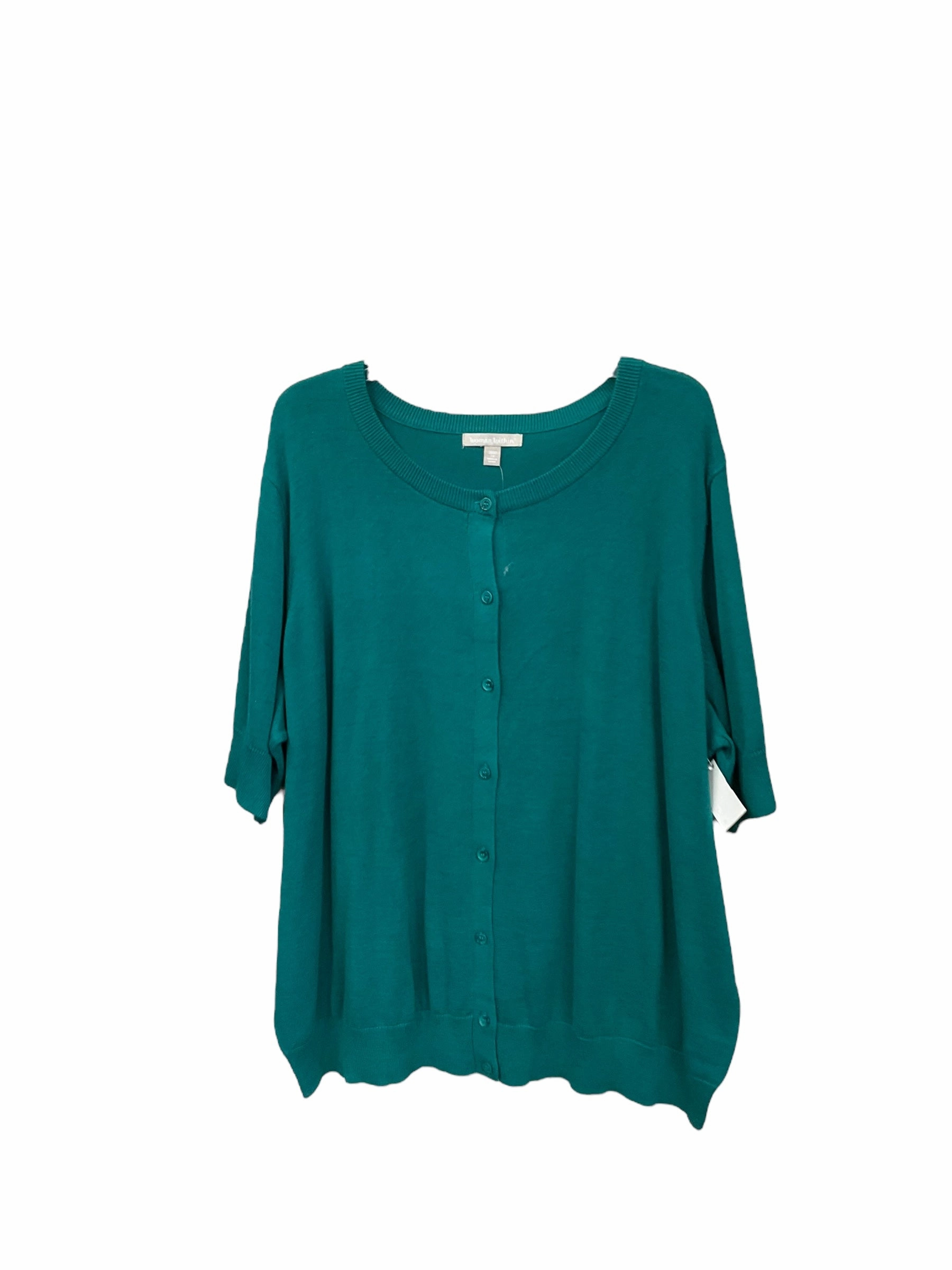 MoistureWickingTechnology Cardigan By Woman Within In Teal, Size: 3x