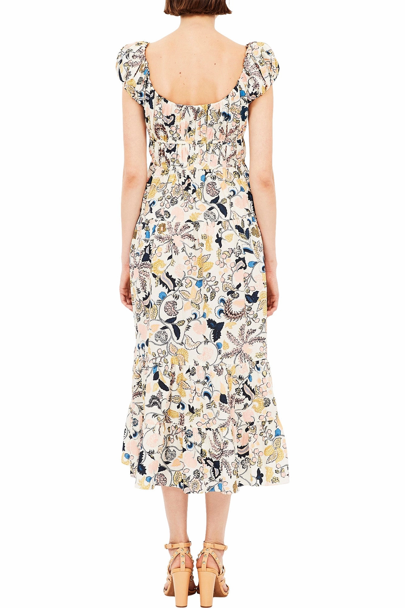 Ulla Johnson Paloma Cap Sleeve Midi Dress in Magnolia Body Safe