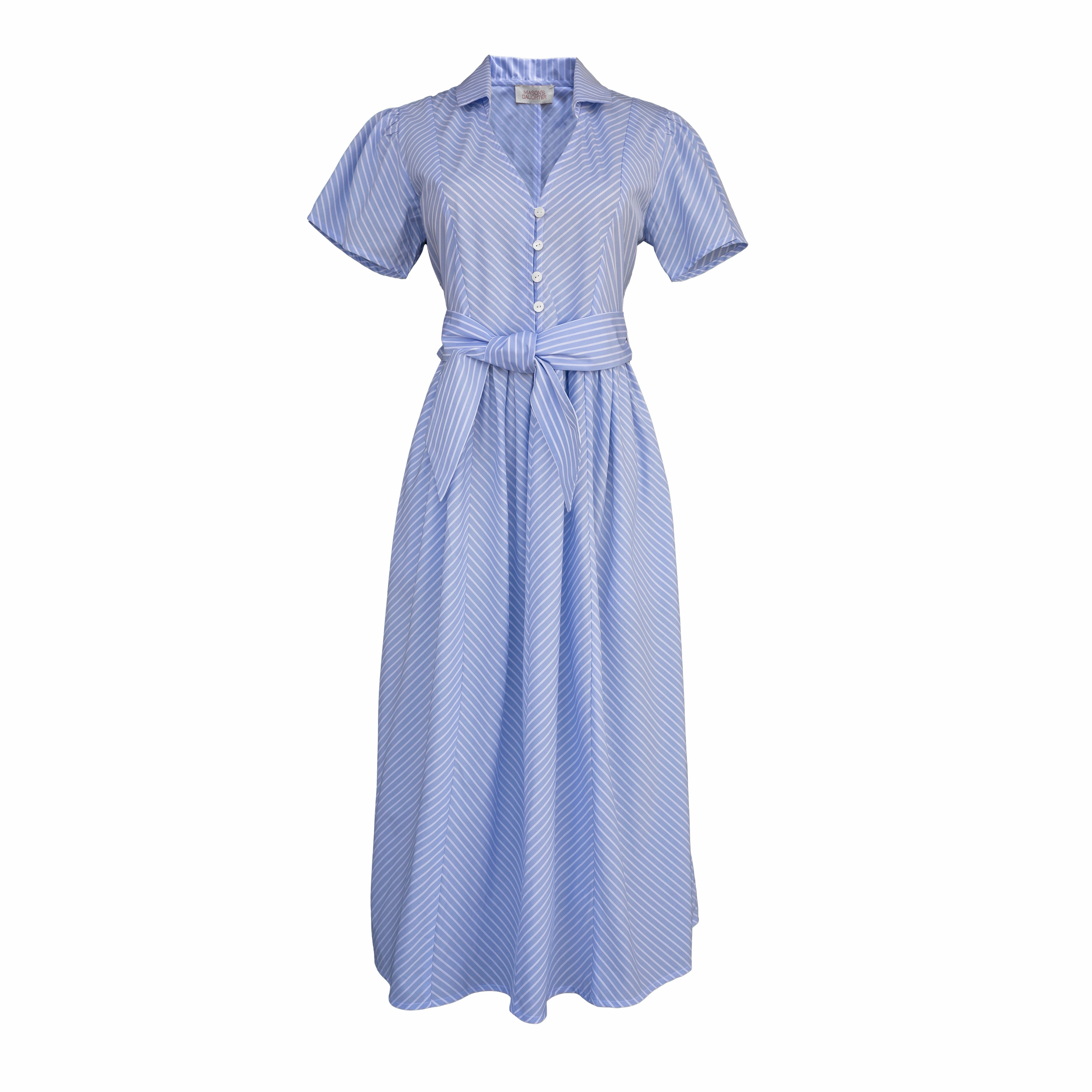 Vibe Choice MASON'S DAUGHTER Noah Dress, Blue & White Striped Poplin