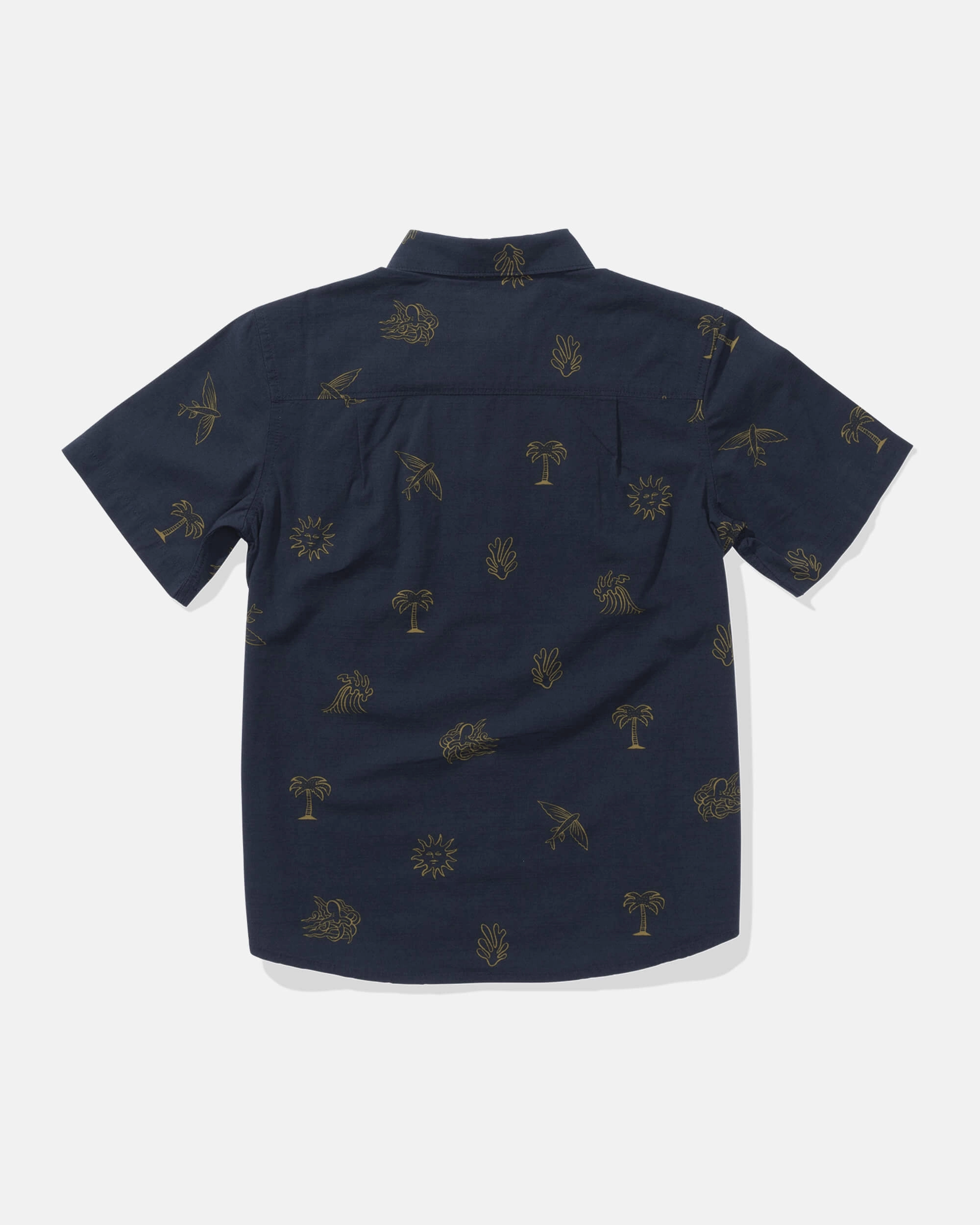 Good Vibes  Ss Woven Kids - Navy Work-to-Weekend Multi Layer Stitching