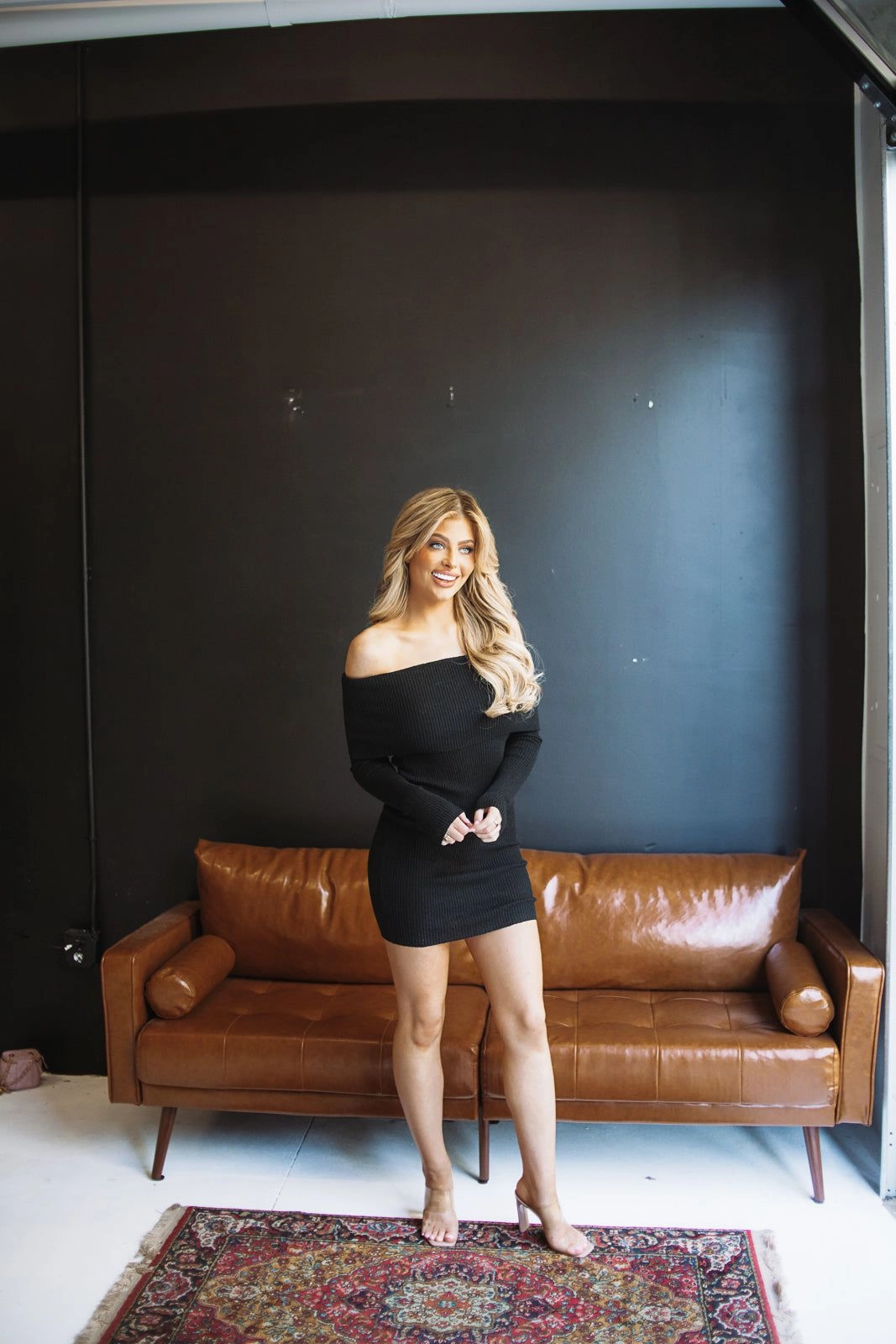 Sheer Look Elegant Look Feeling Kinda Cute Sweater Mini Dress - Black