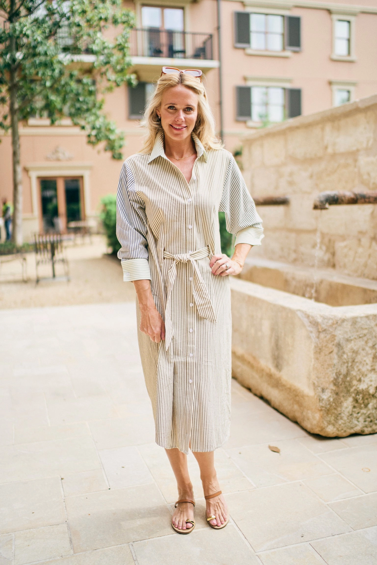 MASON'S DAUGHTER | Sutton Shirtdress, Multi Stripe Sleek Design