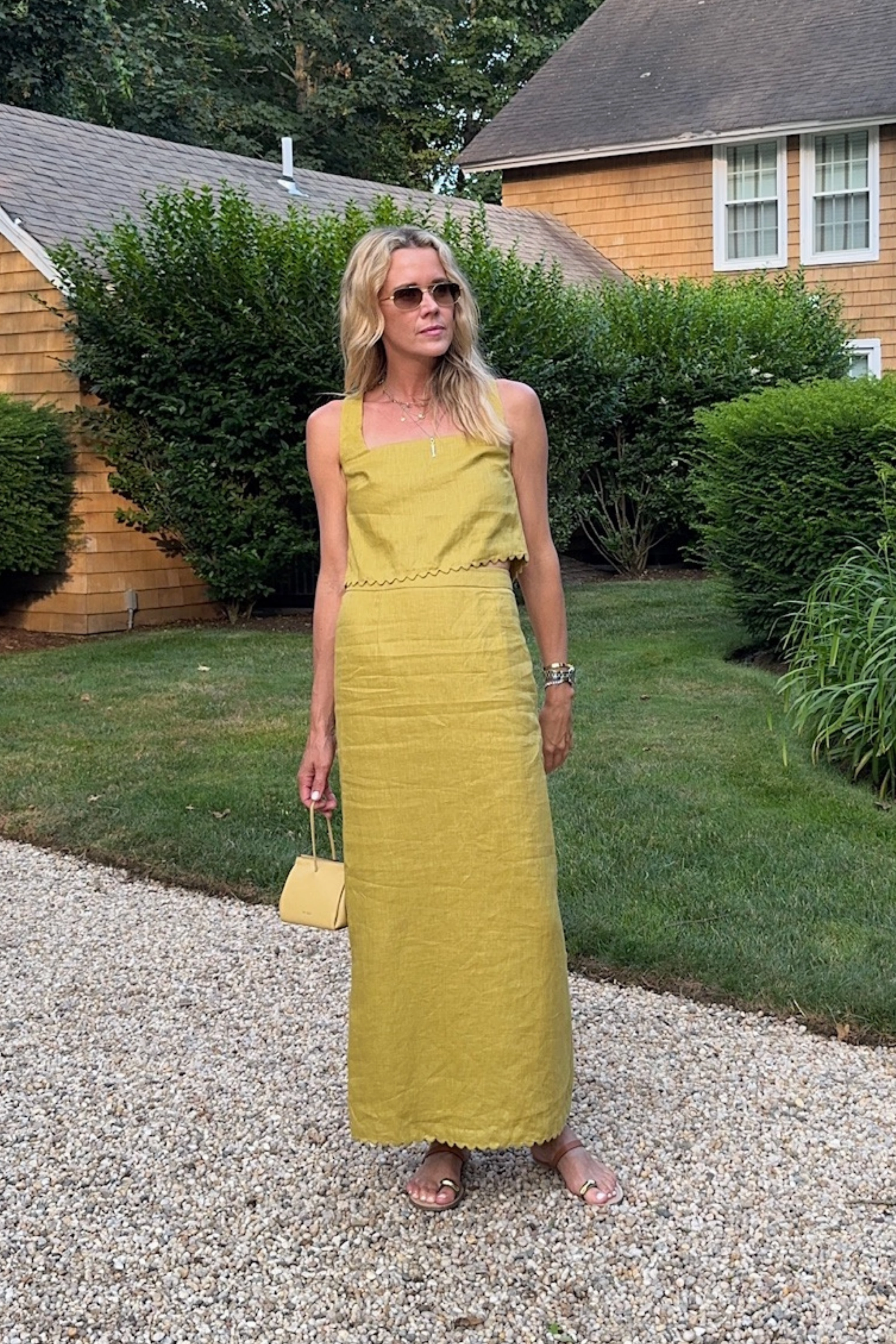 Artistic Influence MASON'S DAUGHTER | Ella Scallop Maxi Skirt, Chartreuse Linen