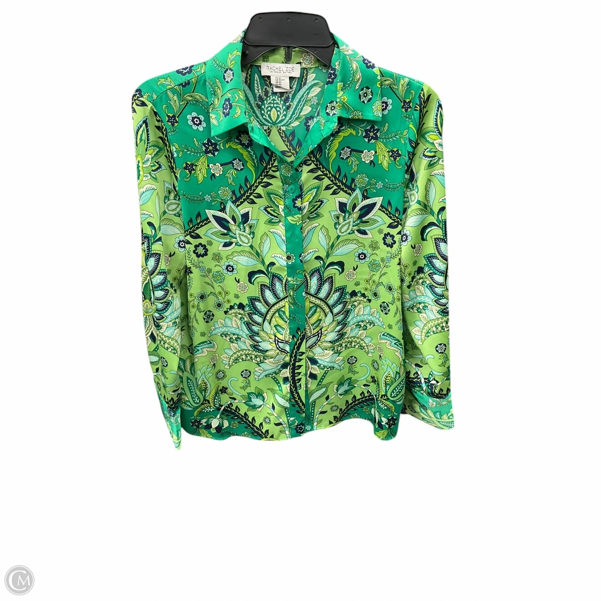 Blouse Long Sleeve By Rachel Zoe In Green, Size: Xs SnagResistant Weave