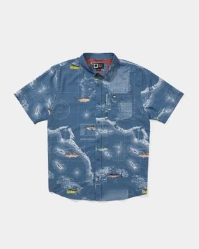 Trendy Vibes Flagship Uv Button Up - Channel Blue