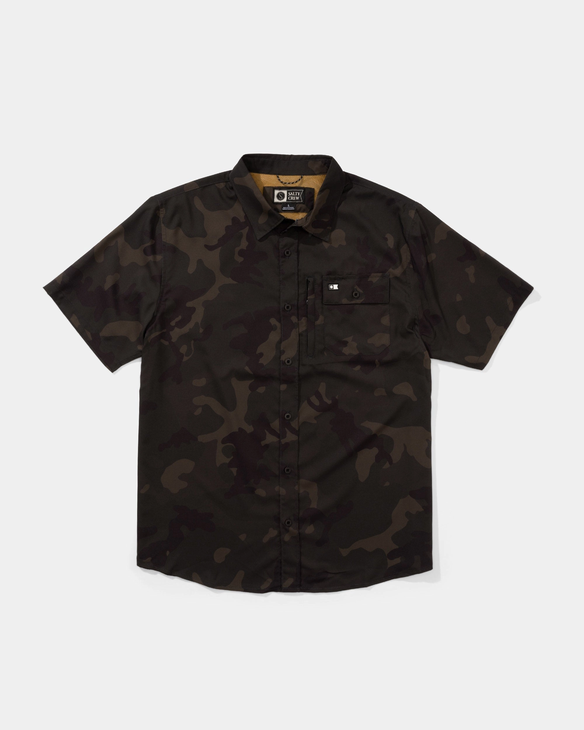 color block Lightweight texture Flagship Uv Button Up - Dark Camo