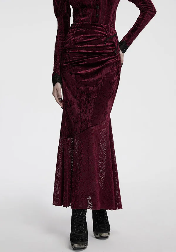 Aureole [Wine] Velvet | MAXI SKIRT VentedBack Lightweight Jacket