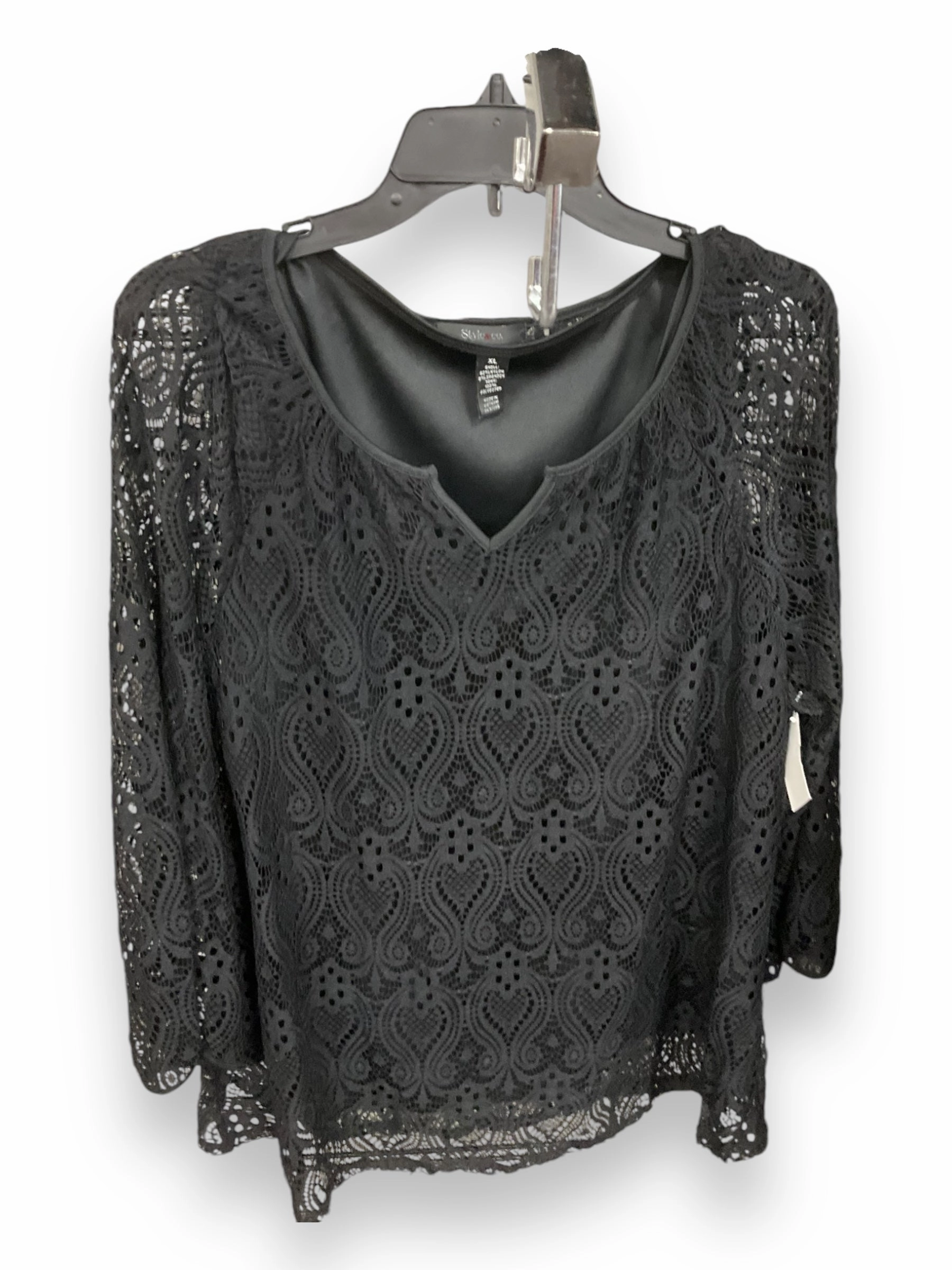 Top Long Sleeve By Style And Company In Black, Size: Xl StretchFit