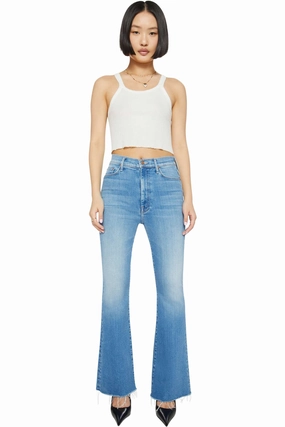 Stylish Silhouette Clean Lines MOTHER Denim Lil Weekender Fray in Read Between the Lines