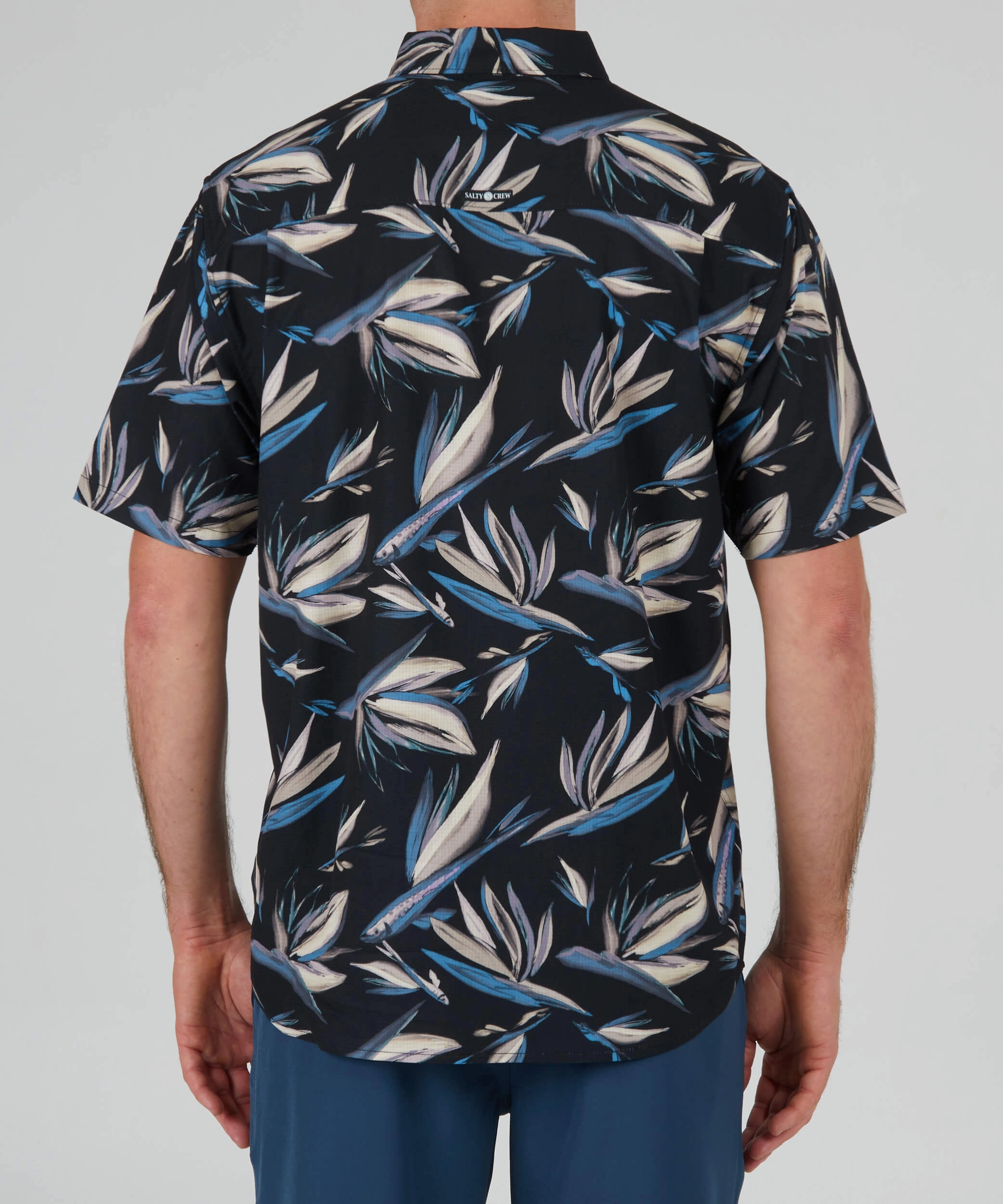 Floral Flyer Ss Tech Woven - Black Wrinkle-Resistant