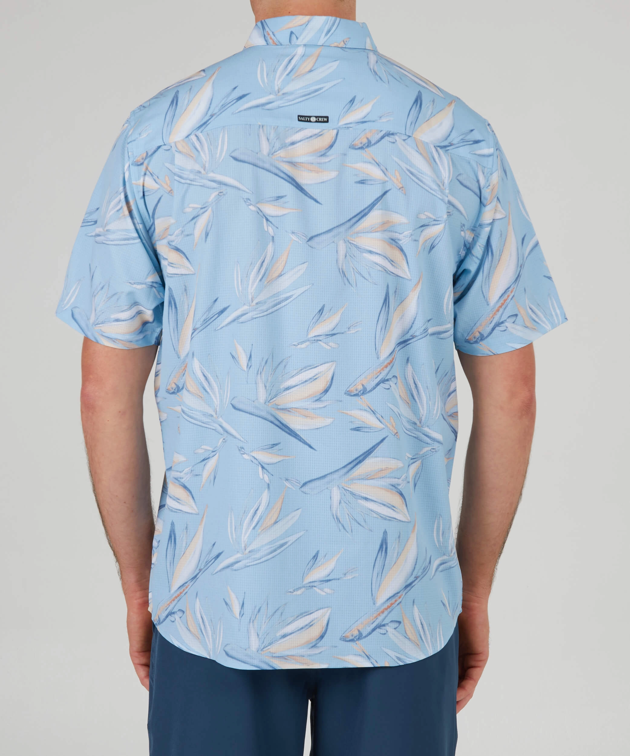 Floral Flyer Ss Tech Woven - Light Blue Premium Pima Cotton Comfy Wear