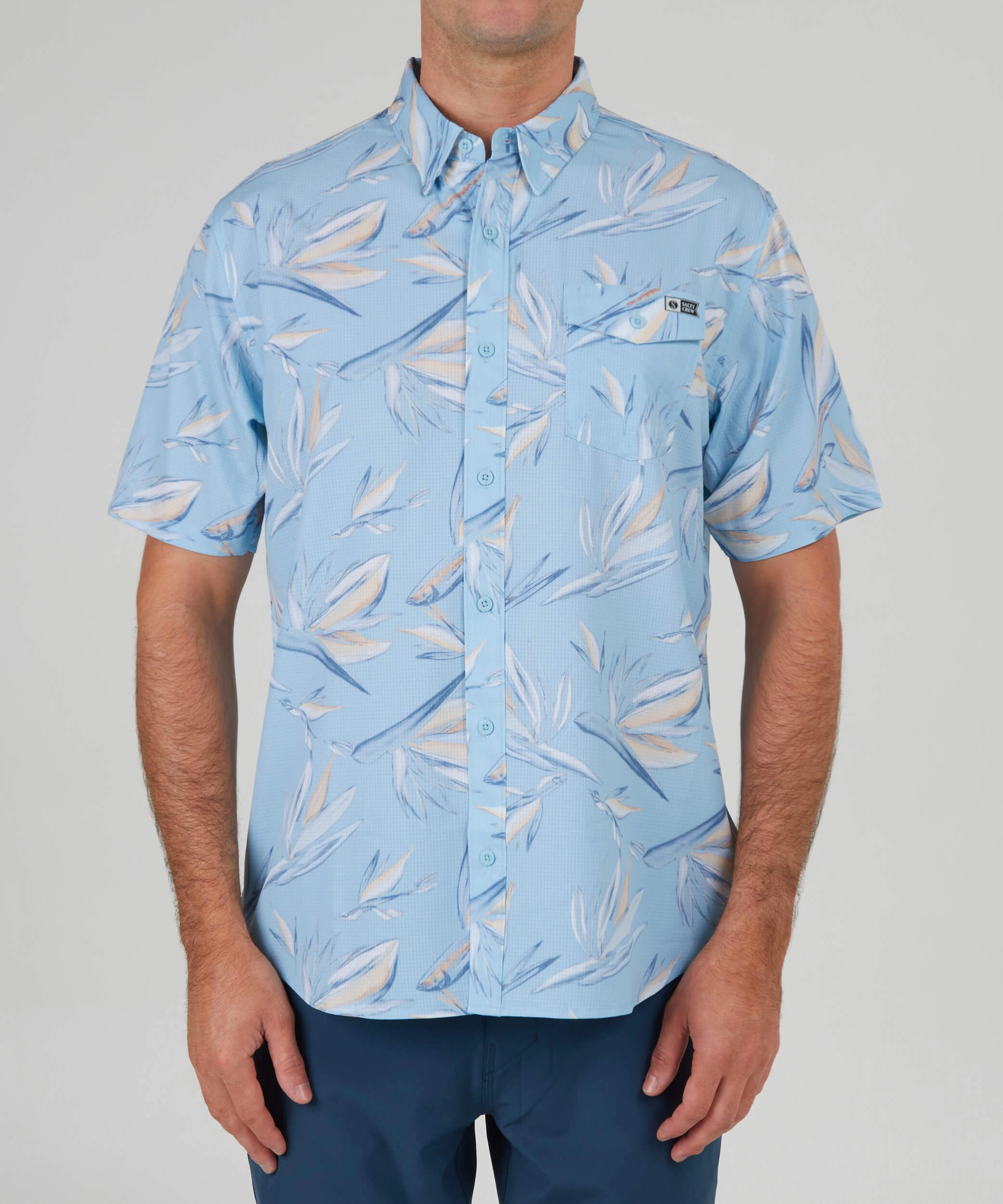 Floral Flyer Ss Tech Woven - Light Blue Business casual Urban Style