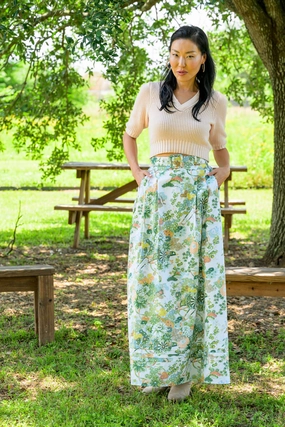 MASON'S DAUGHTER | Maxi Skirt, Spring Chinoiserie Weekend Vibes Embossed Detail