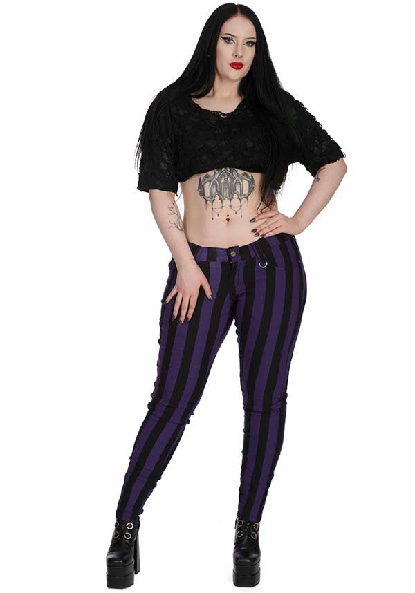 Forever Yours [Purple/Black Striped] | SKINNY JEANS* Ergonomic Cut AntiSlipWaistband