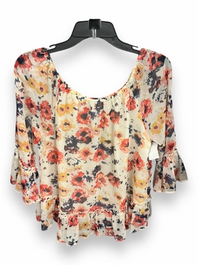 Event Vibe Gloss Glow Blouse 3/4 Sleeve By Lucky Brand In Floral Print, Size: M