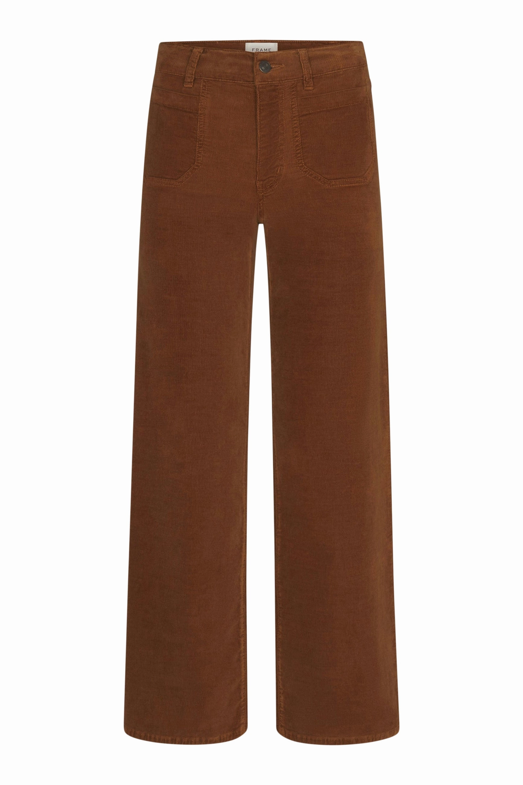 Frame Denim Le Slim Palazzo Modernist Pocket Corduroy in Maple Brown Stylish Casual Evening Stroll Low Maintenance Fabric