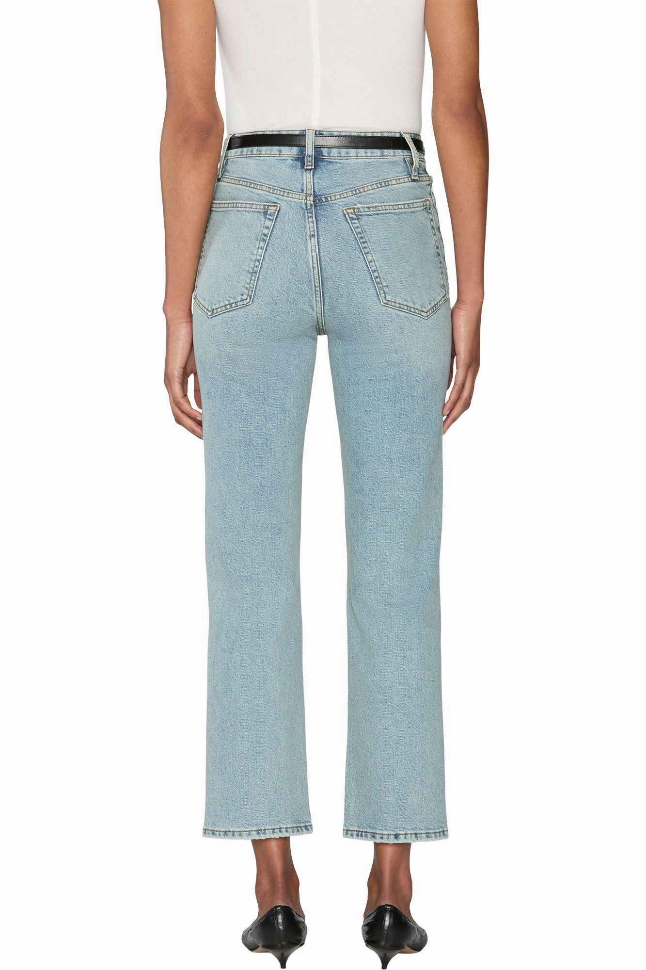 Frame Denim The Ruler Crop in Dolly Breathable Weekend Warrior Travel Outfit Flex Look