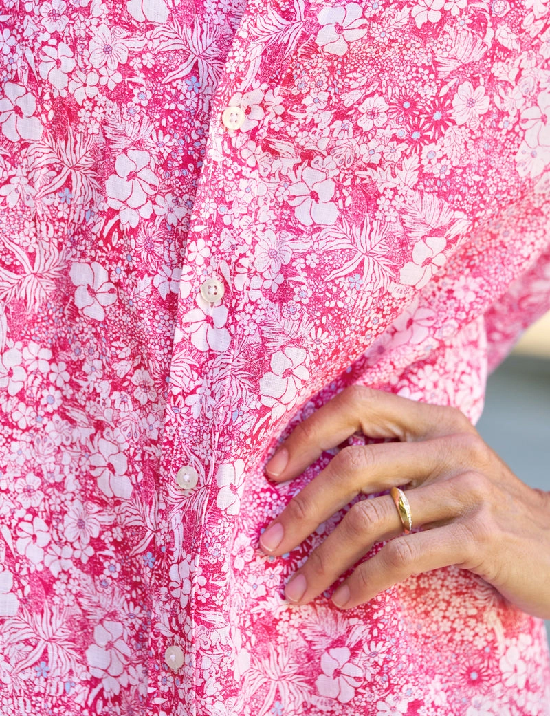 Frank & Eileen Hunter Step-Hem Dress in Pink Floral Gentle Look Tailored-fit