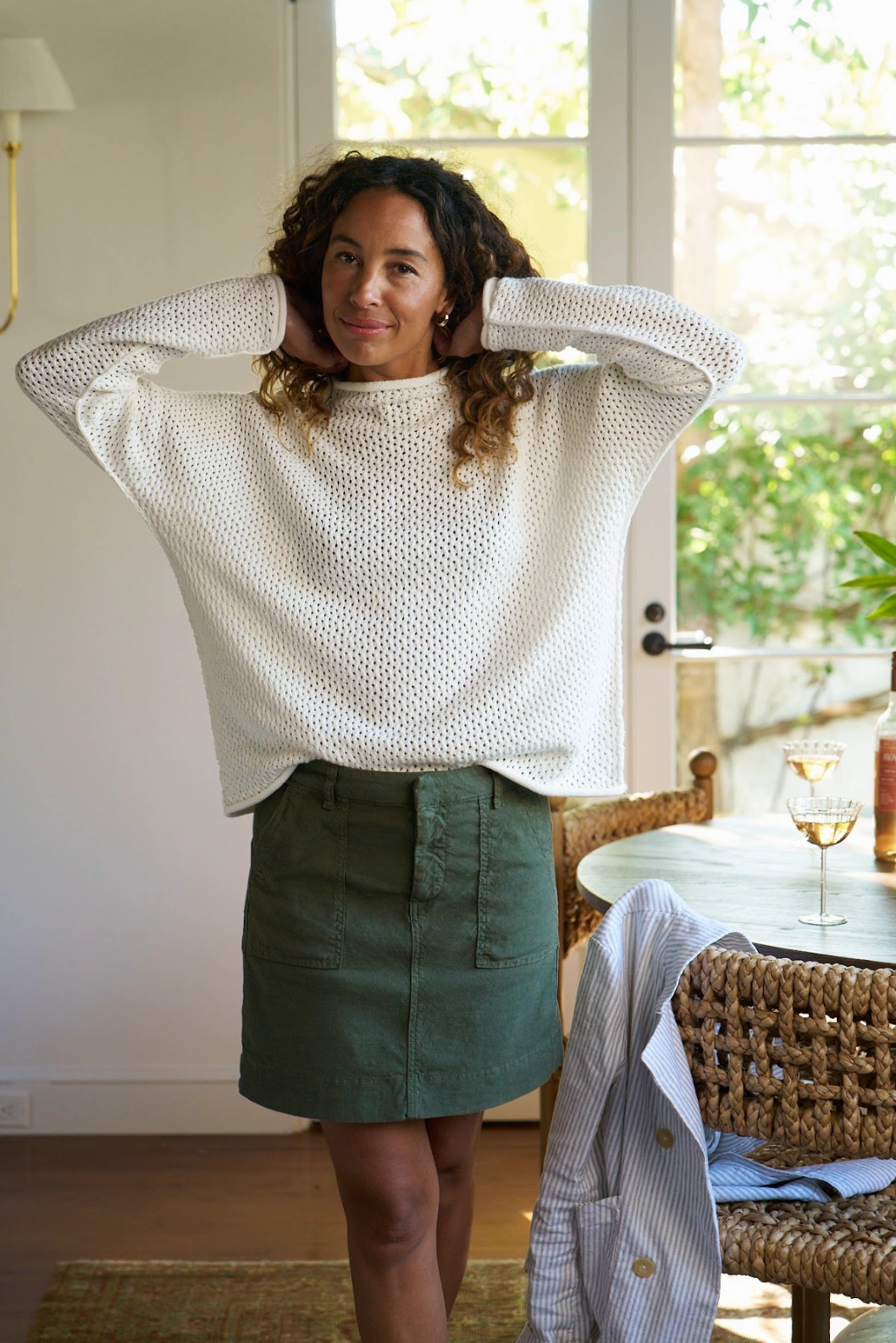 Simple Comfort Frank & Eileen Monterey Pointelle Sweater in Ivory