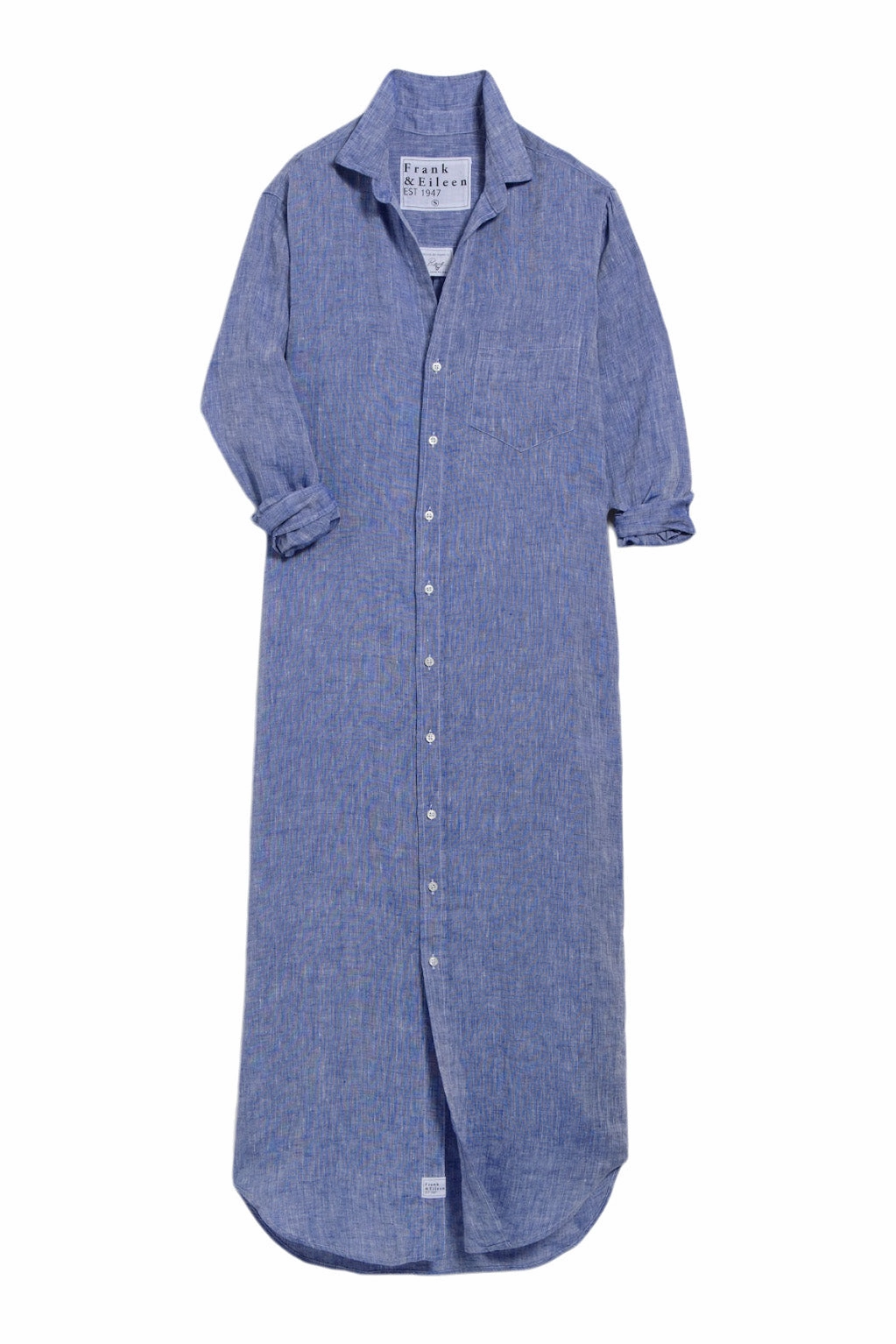 Sculpted Form Frank & Eileen Rory Maxi Shirtdress in Blue Linen