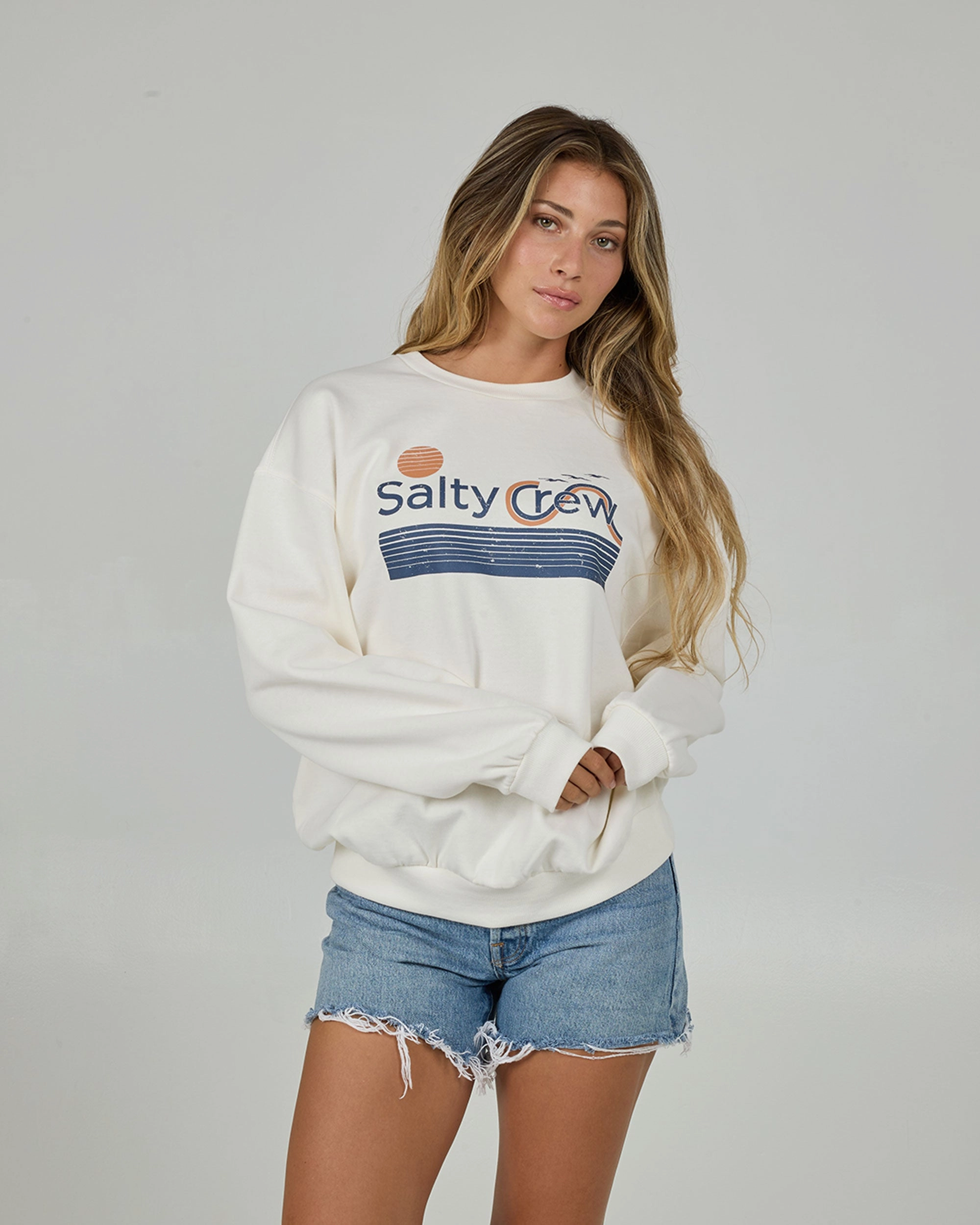 Comfortable Stretch Fit Sunny Side Crew - Off White