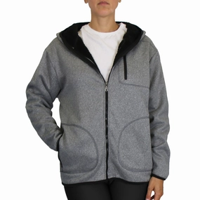 Corduroy feel Luxury Feel Women's Loose Fit Tech Sherpa Fleece-Lined Zip Hoodie With Chest Pocket