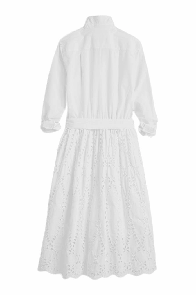 Frank & Eileen Grace Eyelet Midi Dress in White Velvet-Sleeve Classic Mood