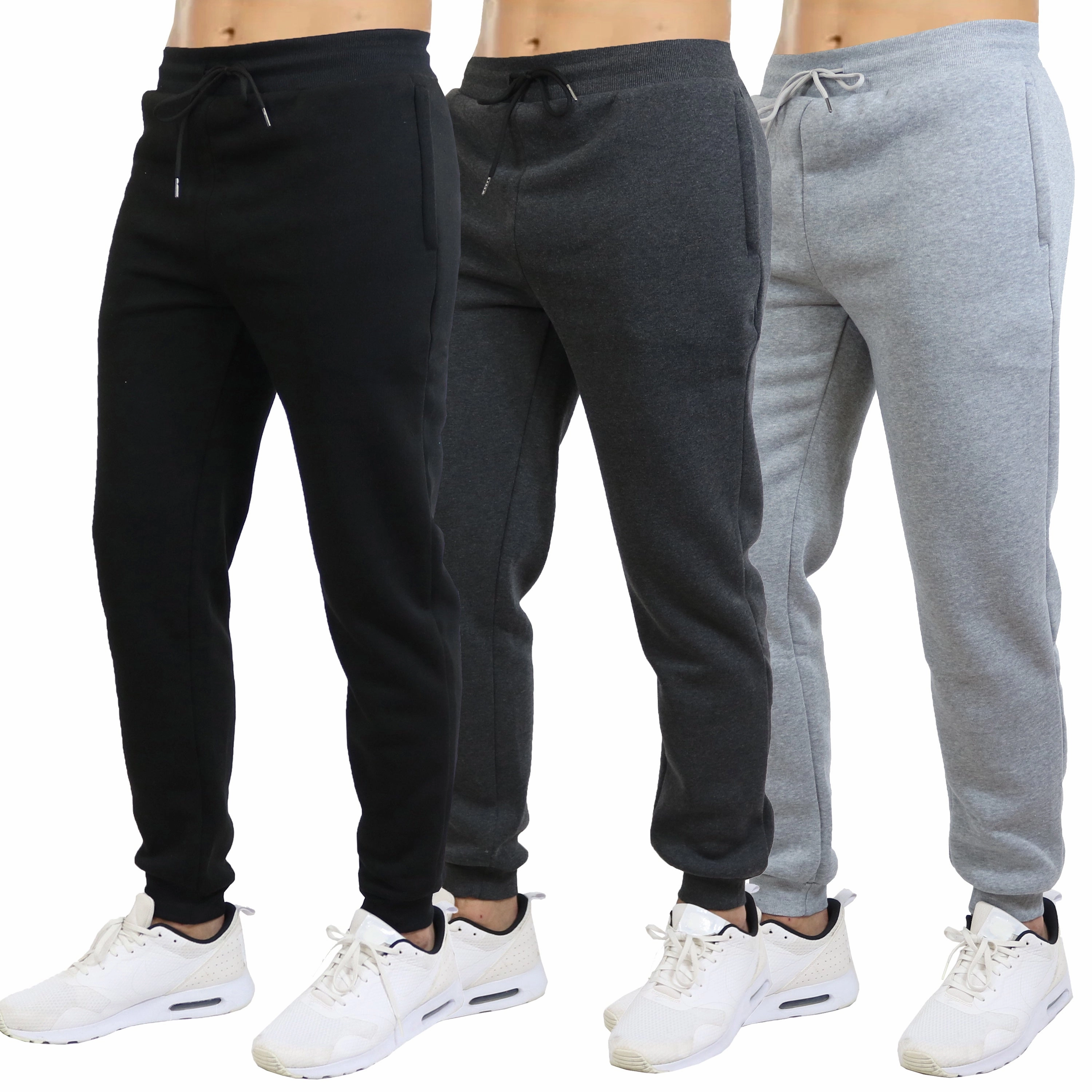 Comfy All-Day Galaxy by Harvic 3-Pack Mens Slim Fit Fleece Jogger Sweatpants (S-2XL)