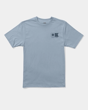 Flagship  Ss Tee Kids - Blue Fog V Neck Design Classic Crew Neck