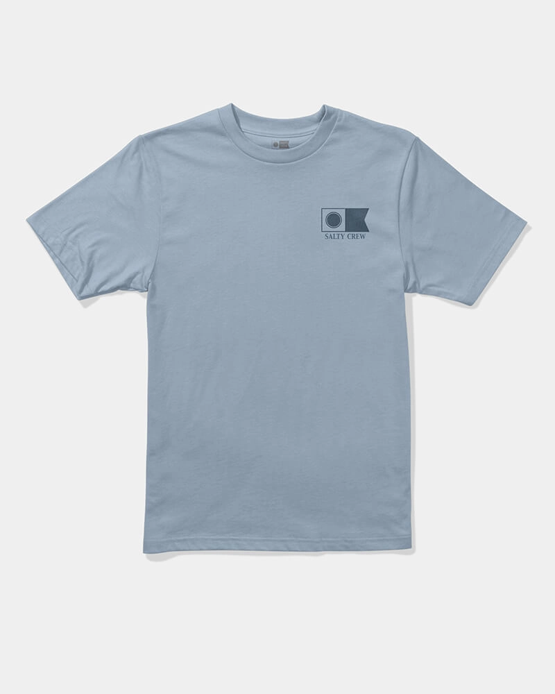 Flagship  Ss Tee Kids - Blue Fog V Neck Design Classic Crew Neck