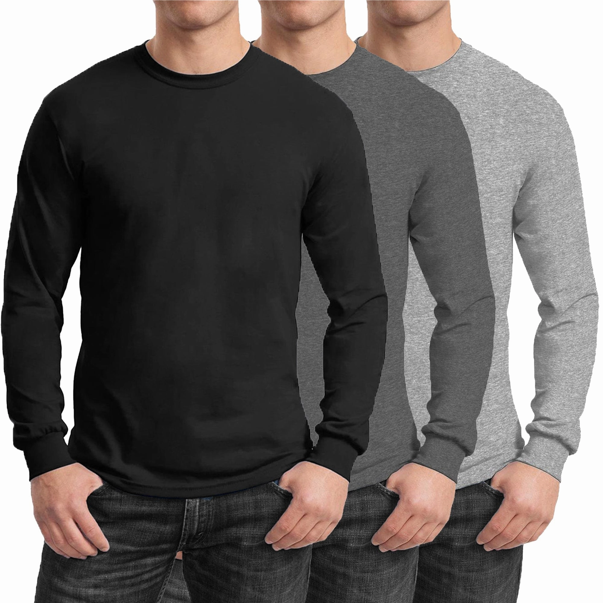 Trendy Fit GBH Men's Egyptian Cotton Blend Long Sleeve Tee 3-Pack (S-2XL)