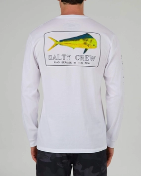 Classic Comfort Perfect for Any Outfit Golden Mahi Premium L/S Tee - White