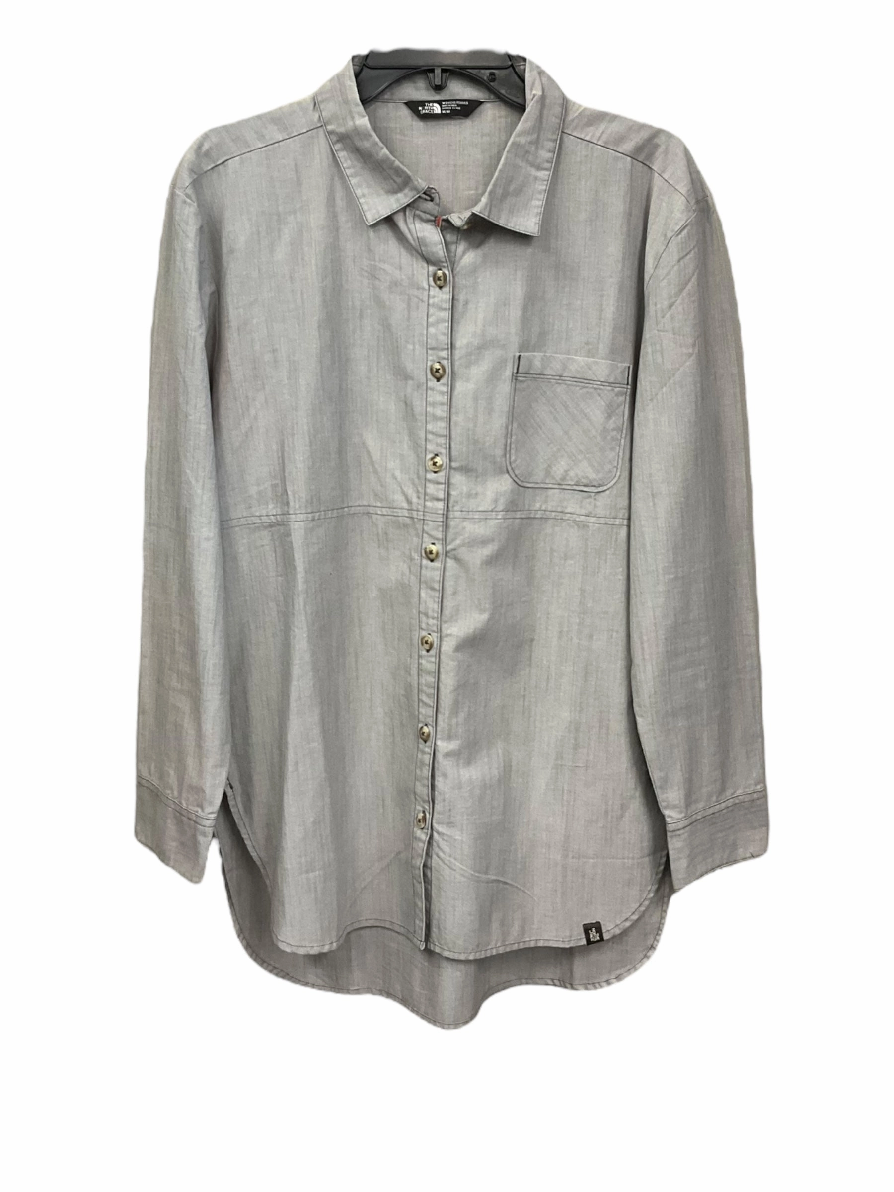 HighDensity Weave Grey Blouse Long Sleeve The North Face, Size M