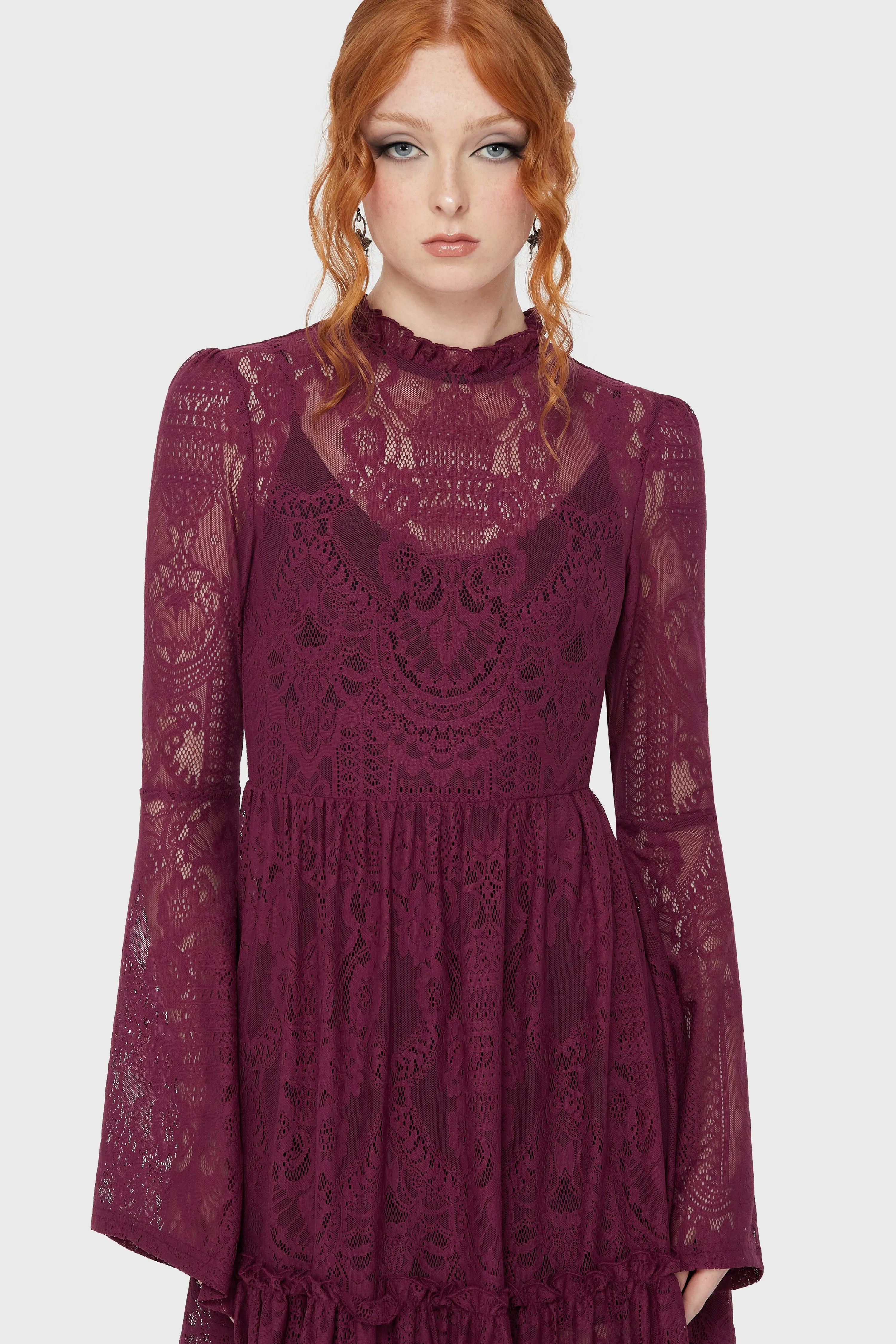 Reinforced Seams Hecate Lace Maxi Dress [Plum]