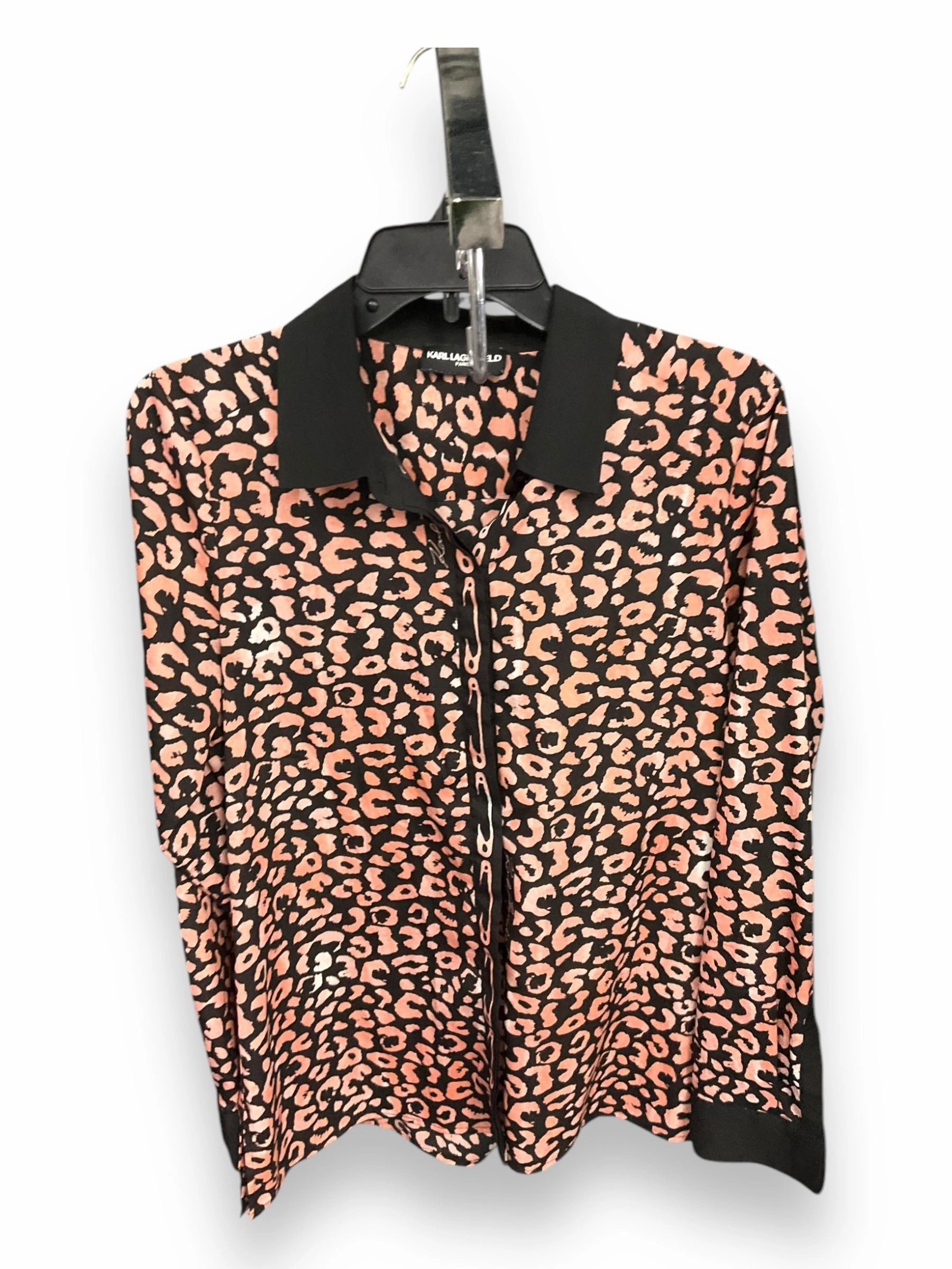 Picnic Fun Flash Core Blouse Long Sleeve By Karl Lagerfeld In Animal Print, Size: S