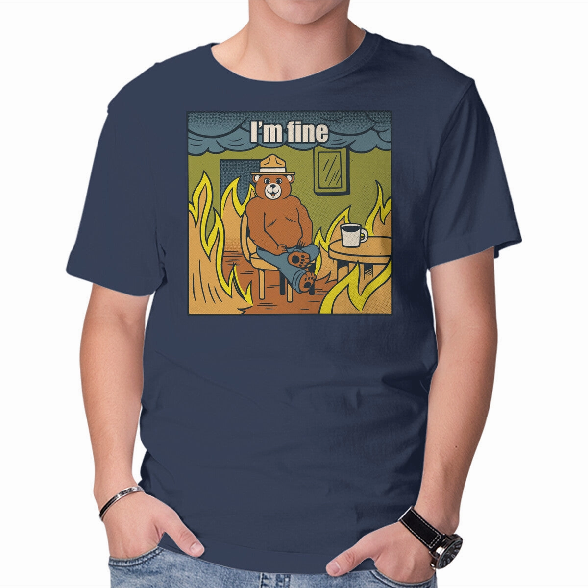Breathable Comfort Design SustainableManufacturing I'm Fine Bear Fire Meme