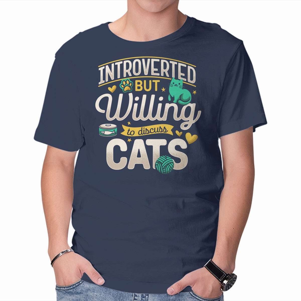 Introverted But Willing To Discuss Cats Easy-to-Style Top Flexible Ribbed Neckline