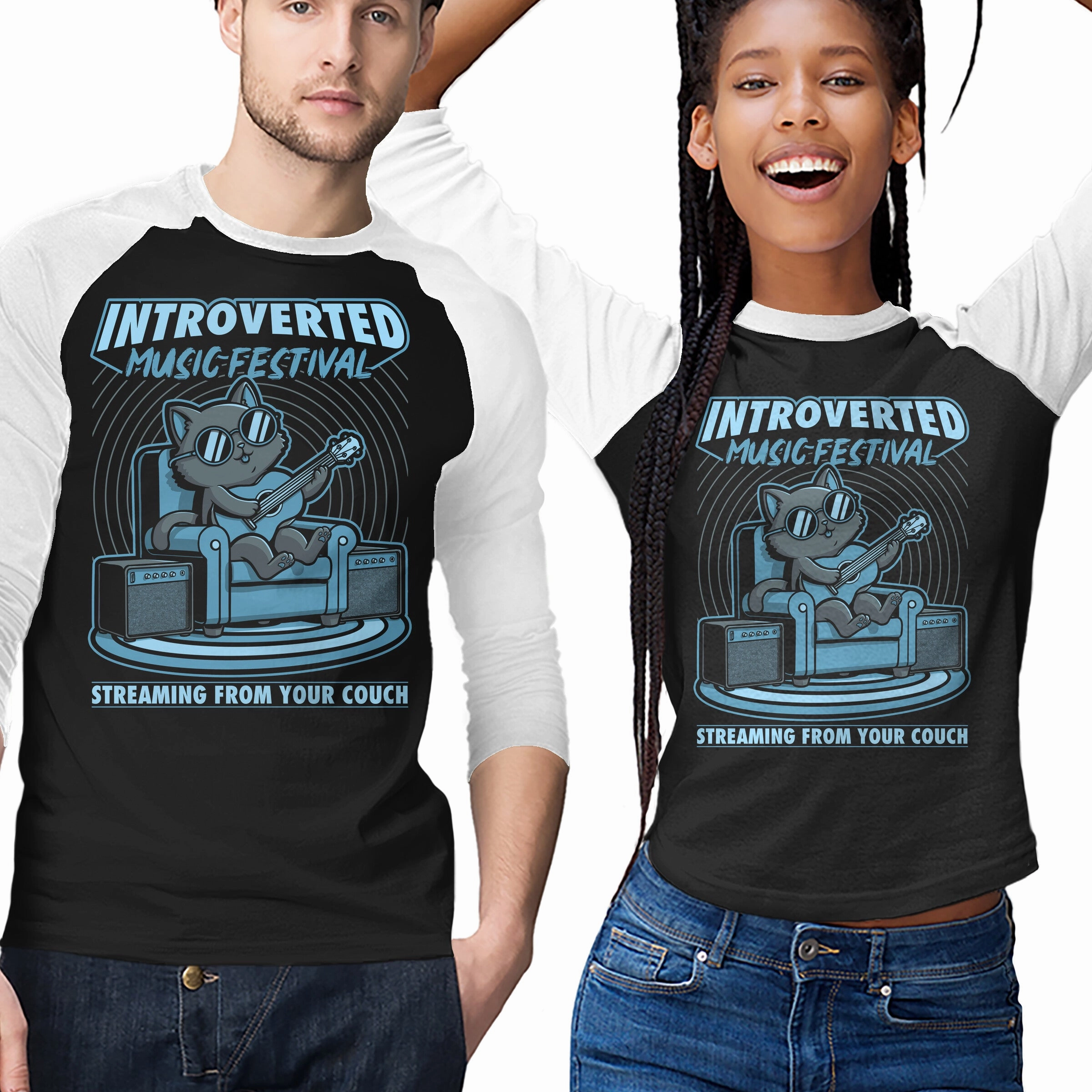 Drop Shoulder Design Introverted Music Cat