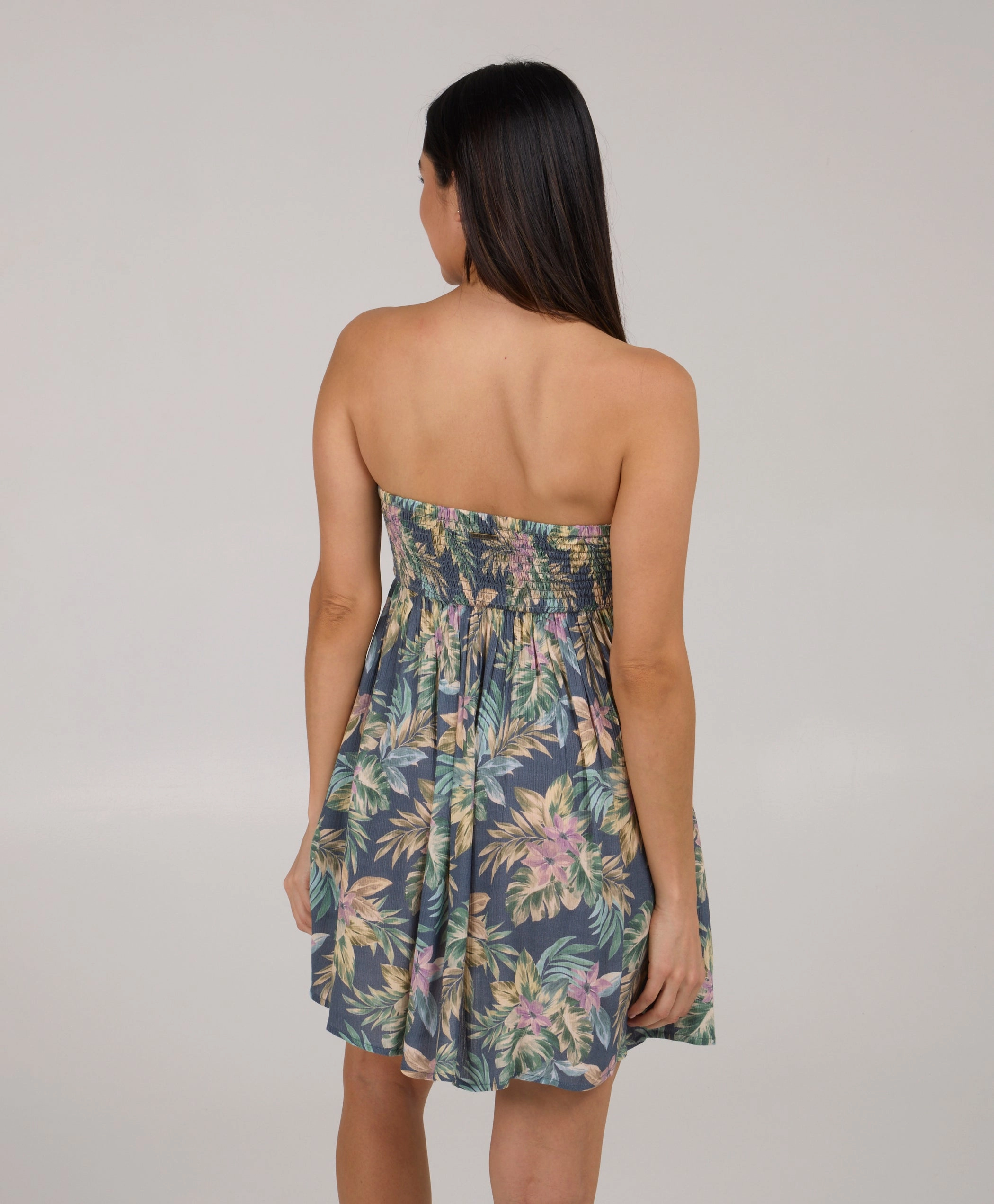 Soft Gradient Vintage-Inspired Island Style Dress - Bluestone